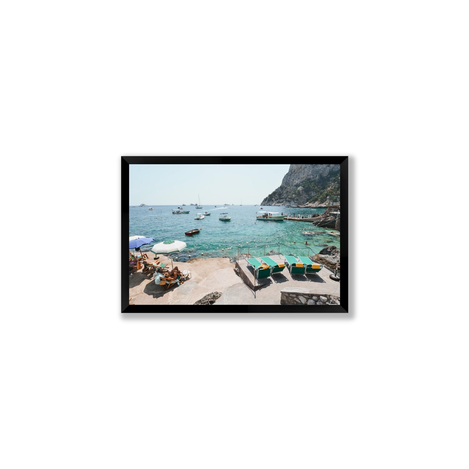 Save Me A Seat Capri Mediterranean wall art Medium full-bleed fine art print in black frame
