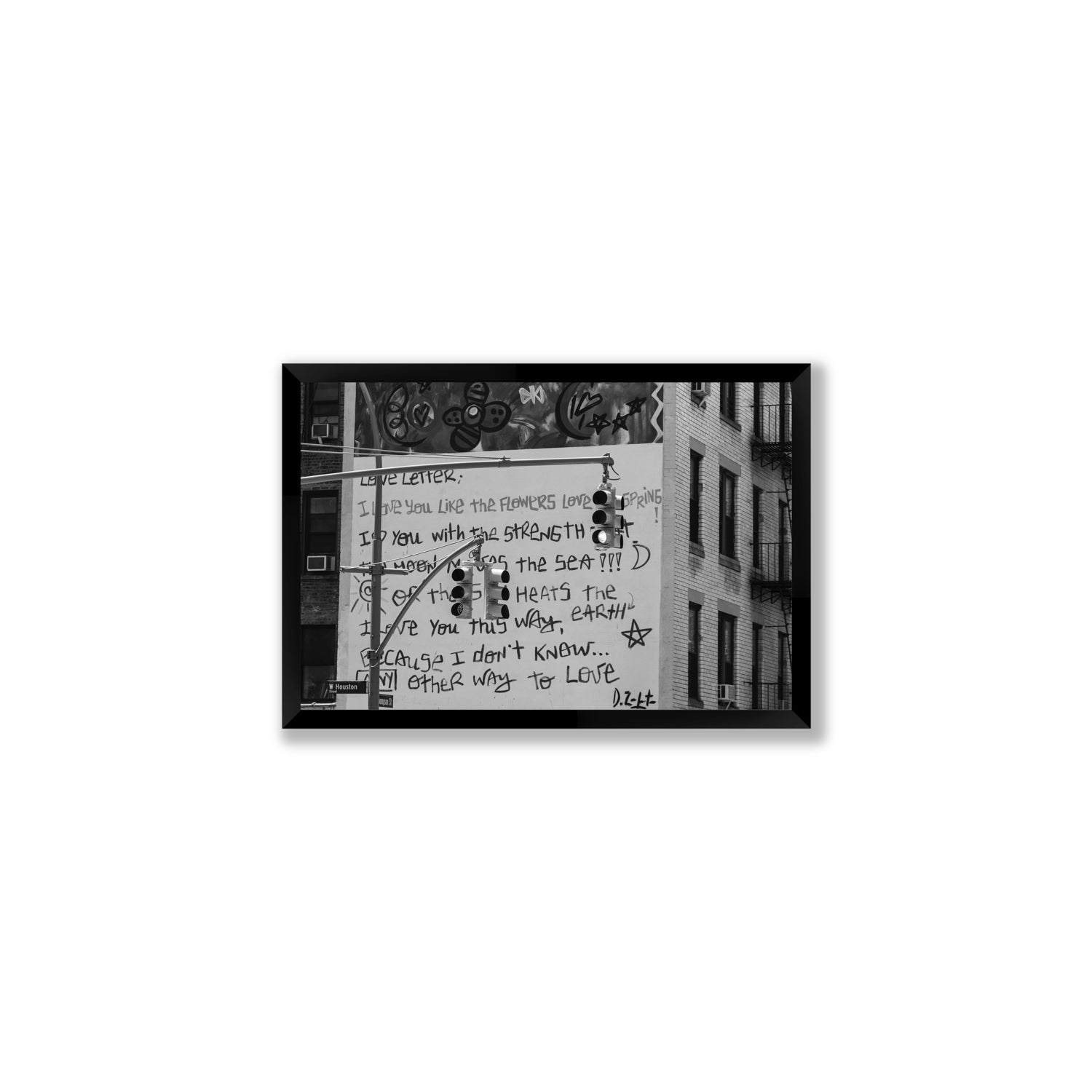 Love Letter New York NYC Black & White wall art Medium full-bleed fine art print in black frame
