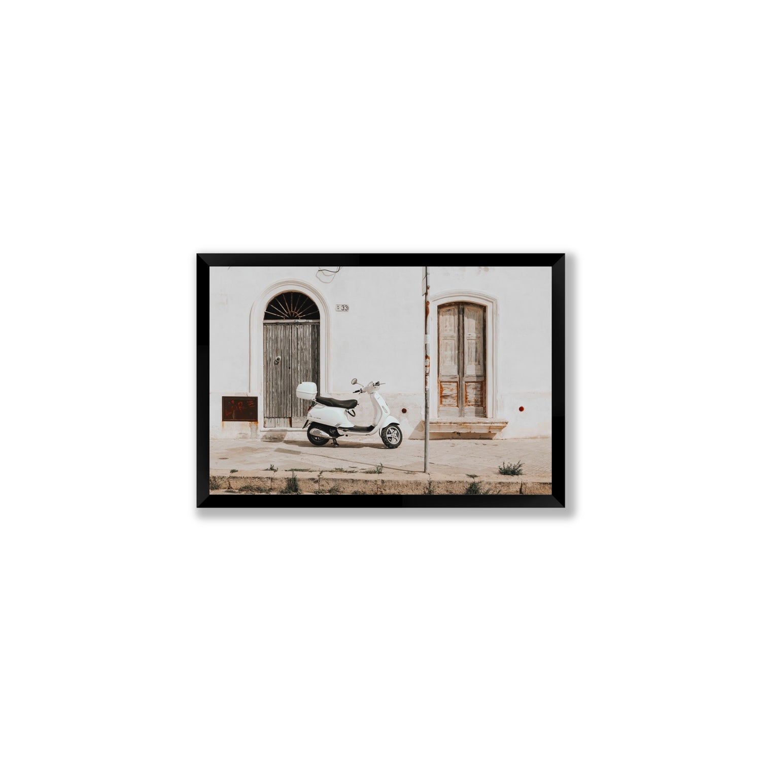Vespa Nostalgia Puglia Italian wall art Medium full-bleed fine art print in black frame