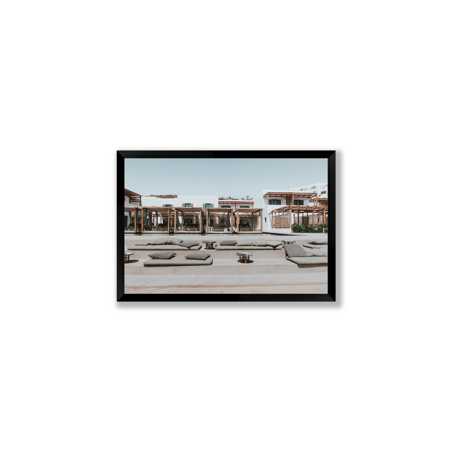 Platis Gialos fine art print, Mykonos, Greece, Medium, Black Frame · Full Bleed, Fine Art Print