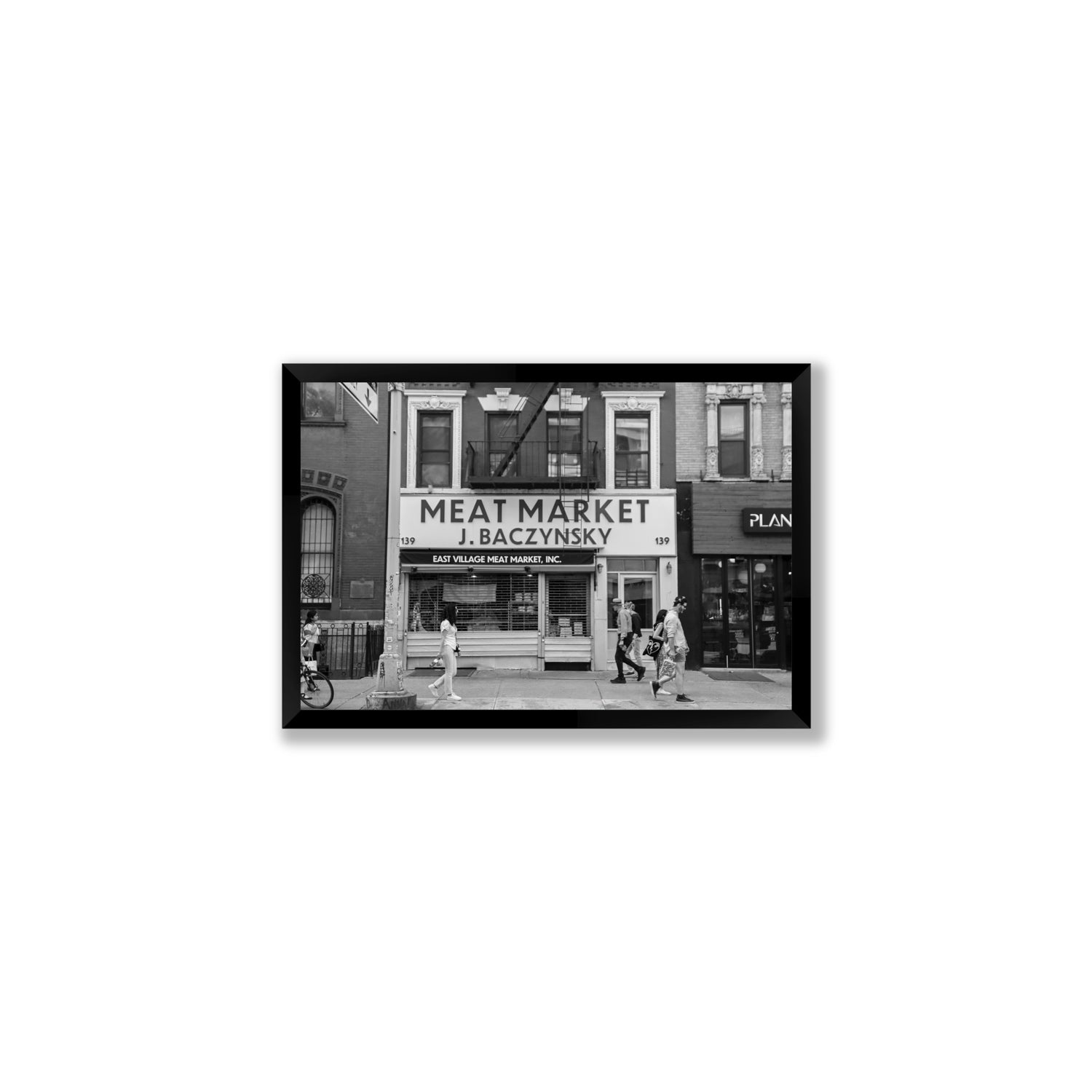 Meat District New York NYC Black & White wall art Medium full-bleed fine art print in black frame
