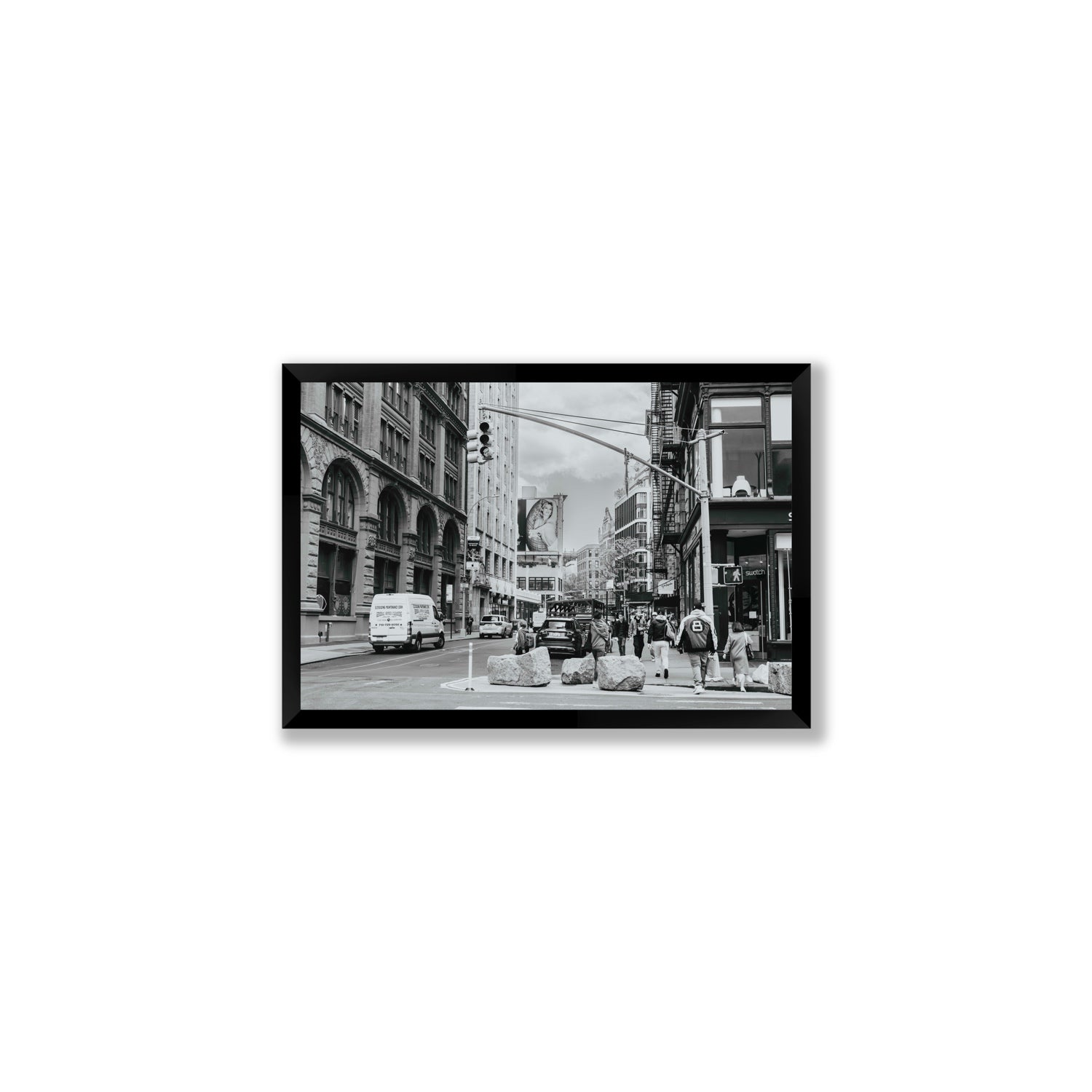 Inkwell Metropolis New York NYC Black & White wall art Medium full-bleed fine art print in black frame