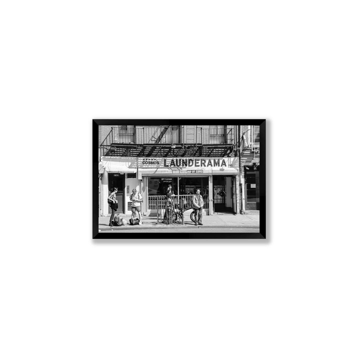 Launderama New York NYC Black & White wall art Medium full-bleed fine art print in black frame
