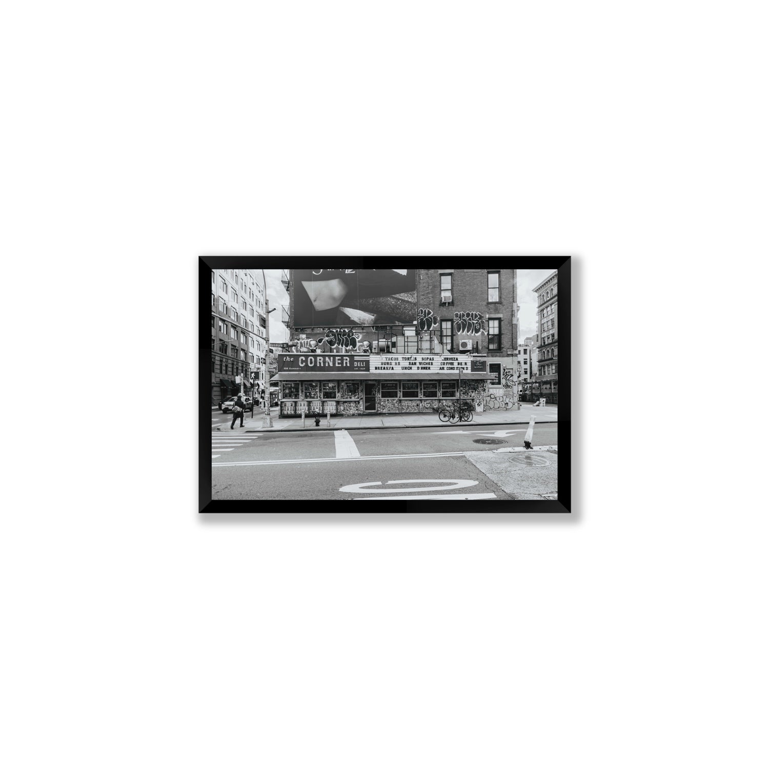 Kenmare Street New York NYC Black & White wall art Medium full-bleed fine art print in black frame