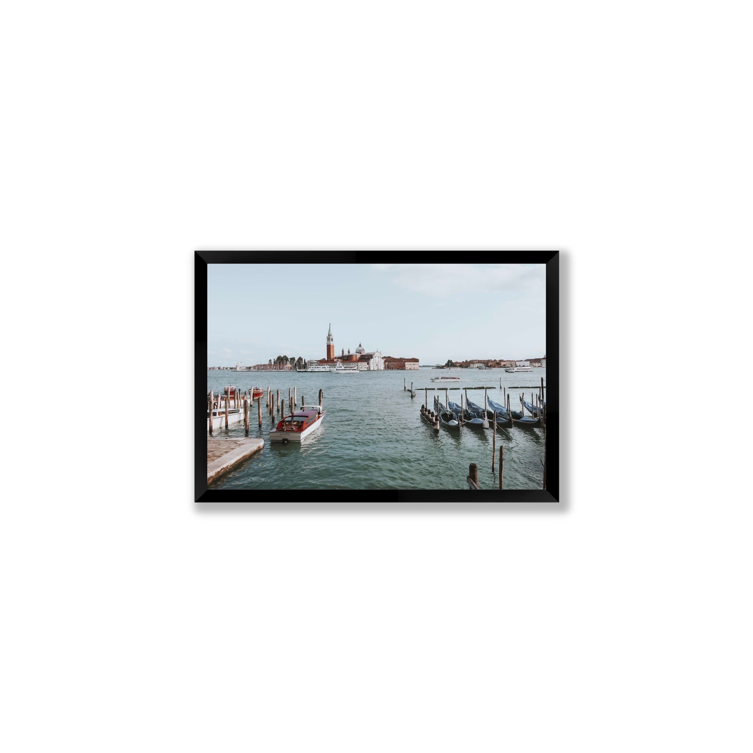 Venetian Waterscape Venice Italian art print Medium full-bleed fine art print in black frame