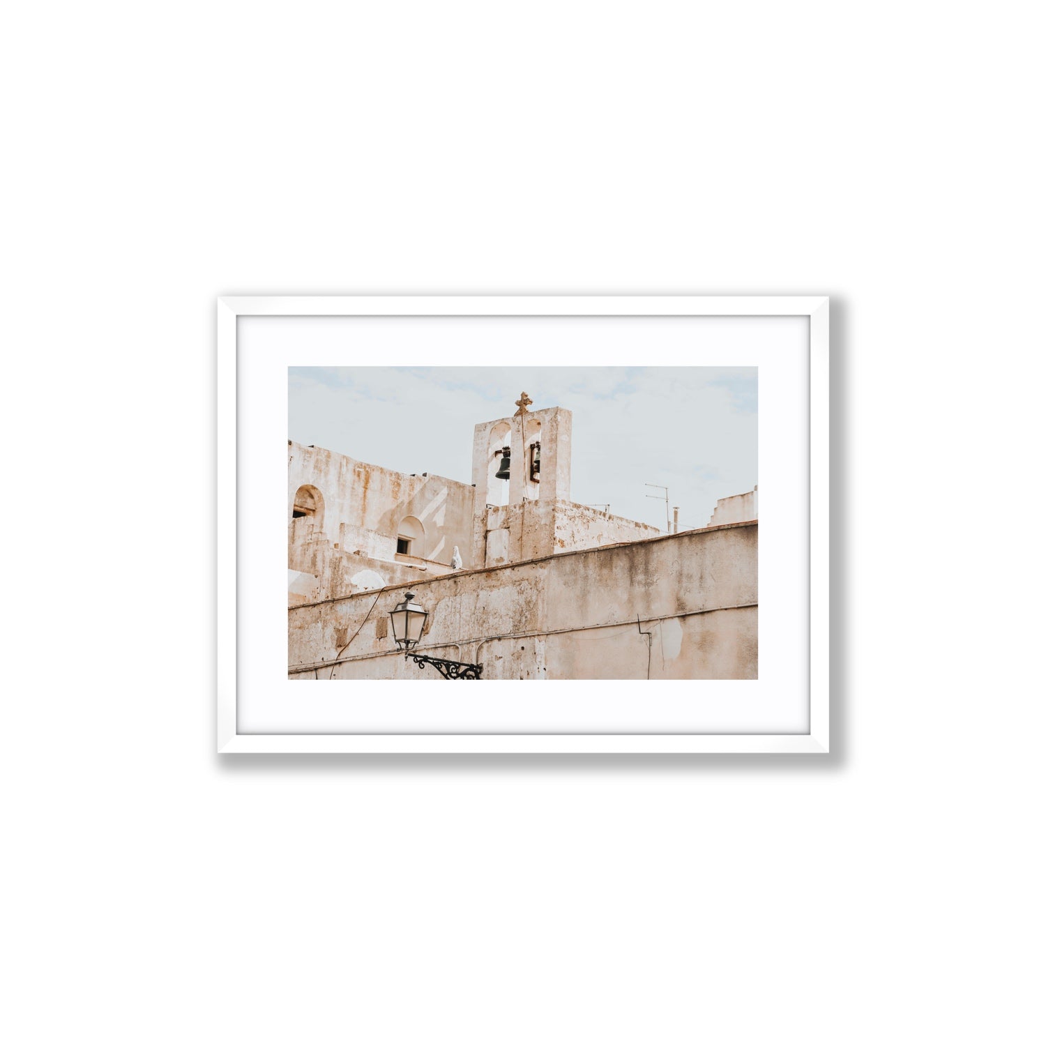 Ancient Bells Puglia Gallipoli Italian wall art Medium fine art print in white frame with matboard
