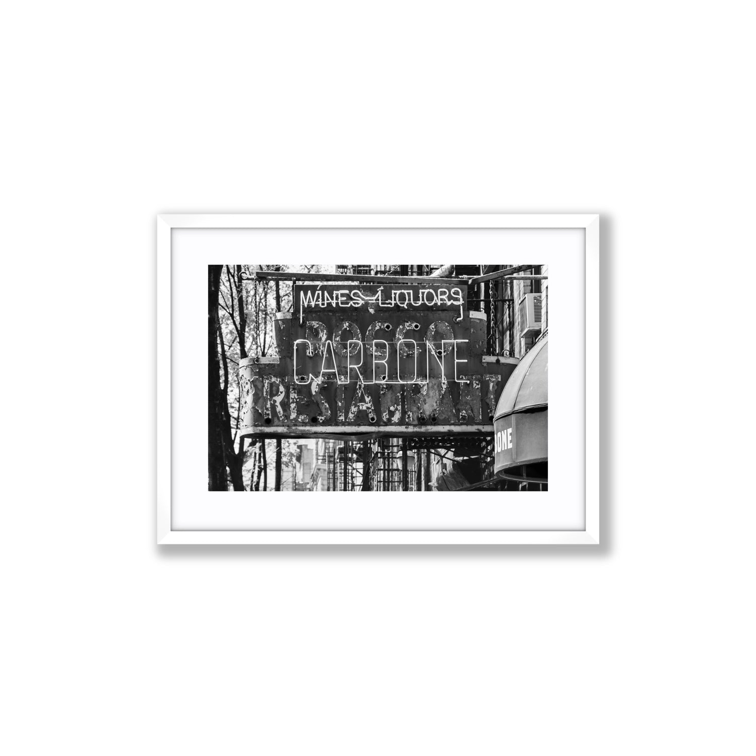 Thompson Street New York NYC Black & White wall art Medium fine art print in white frame with matboard