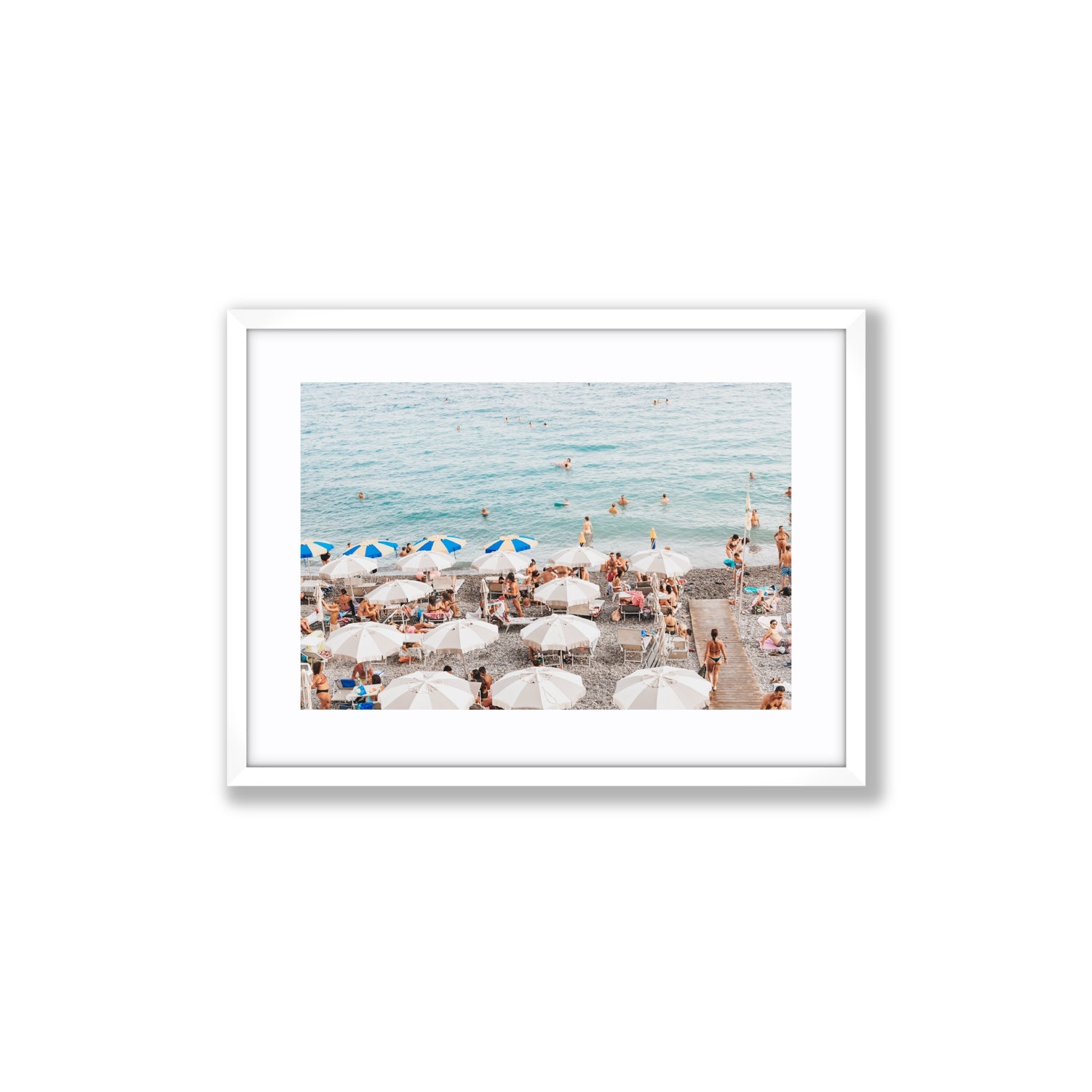 Dreamscape Amalfi Italian beach wall art Medium fine art print in white frame with matboard