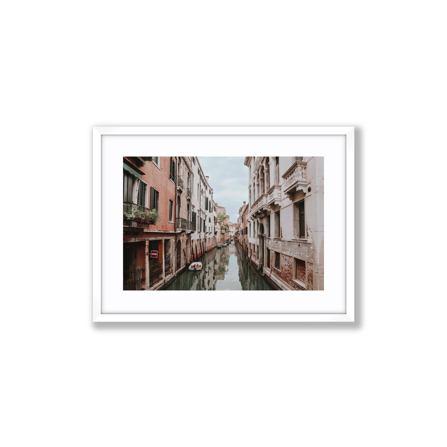 The Floating City Venice Canal Italian decor wall art Medium fine art print in white frame with matboard