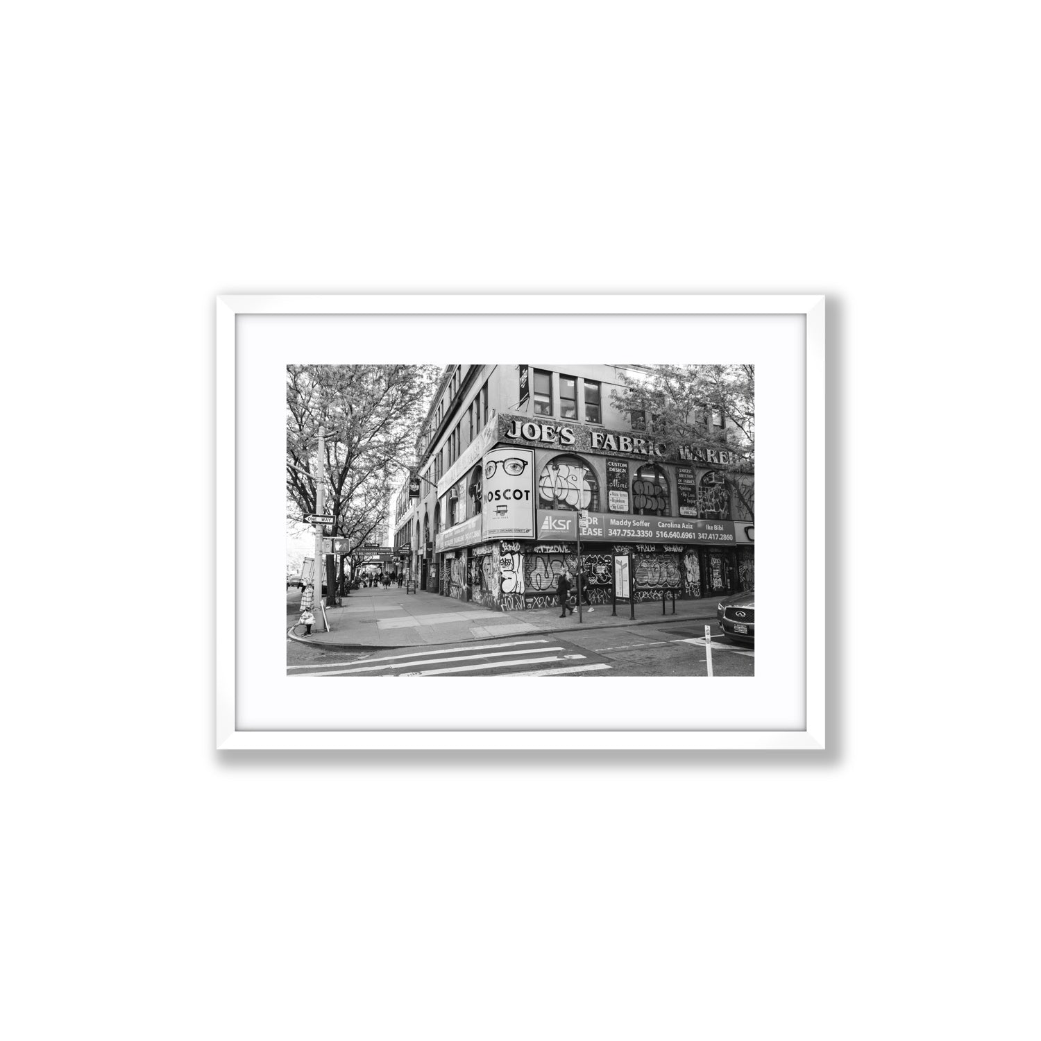 Wall Poetry New York NYC Black & White wall art Medium fine art print in white frame with matboard