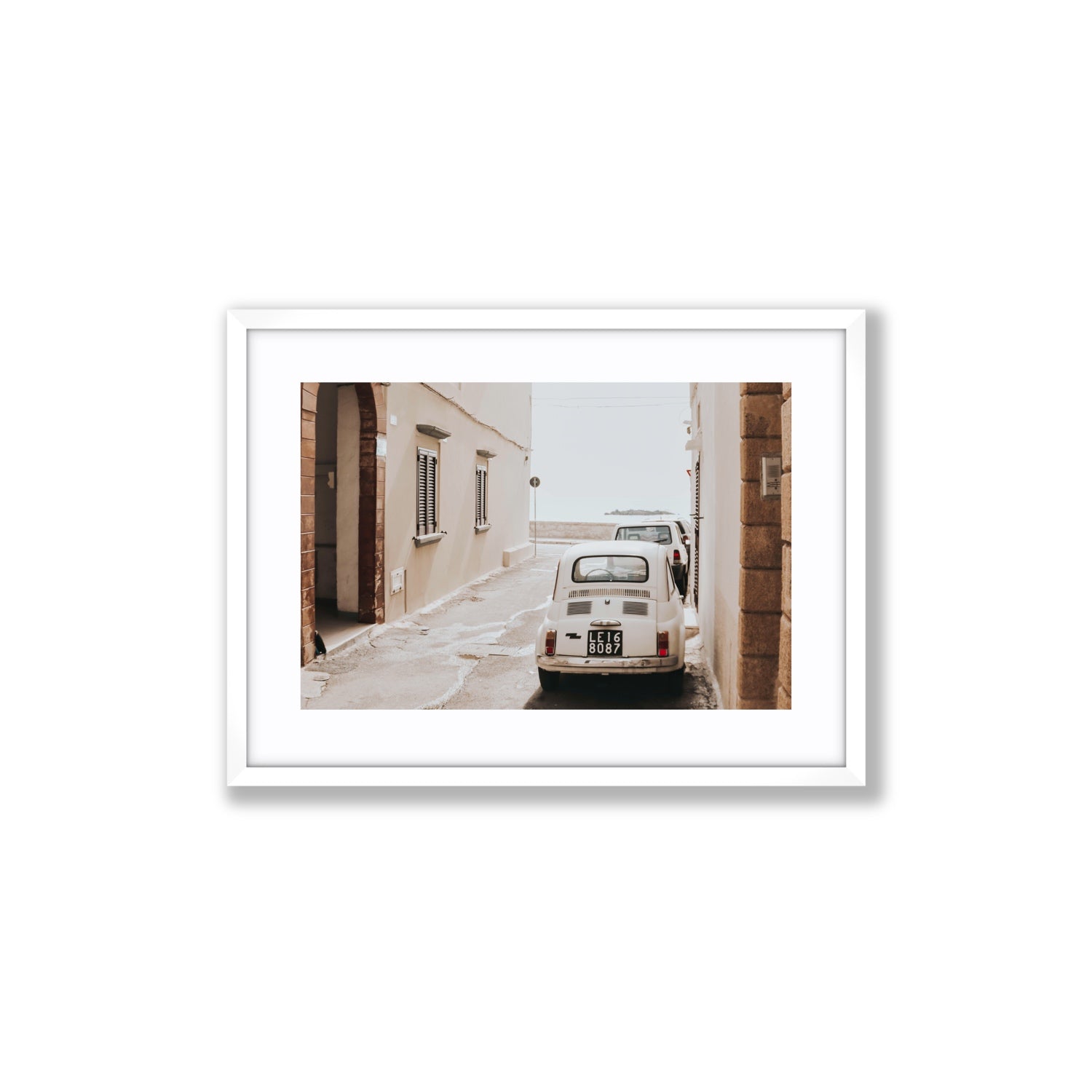 Bambini Lane Puglia Italian wall art Medium fine art print in white frame with matboard