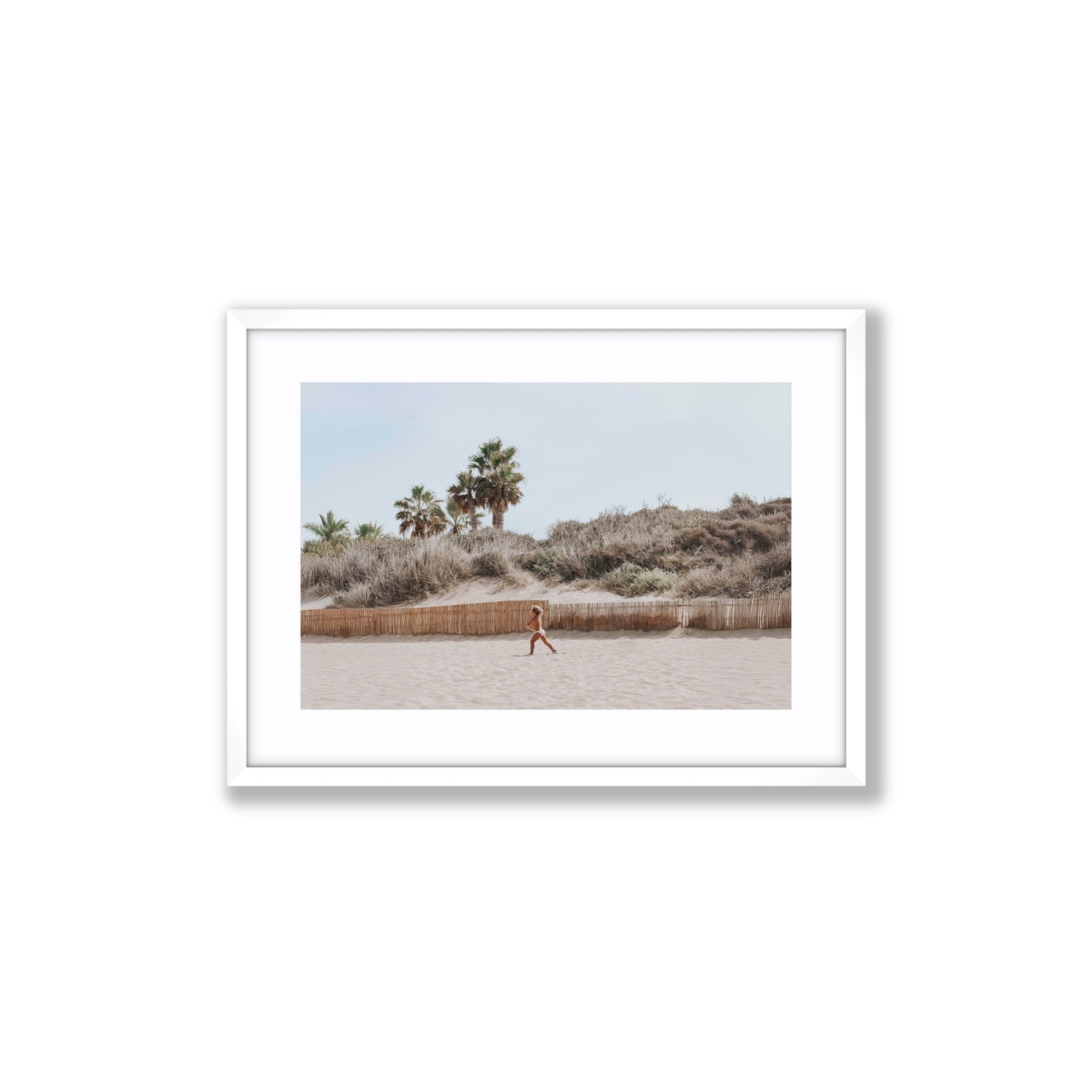 Ragazza Da Spiaggia Puglia beach Italian fine art print Medium fine art print in white frame with matboard