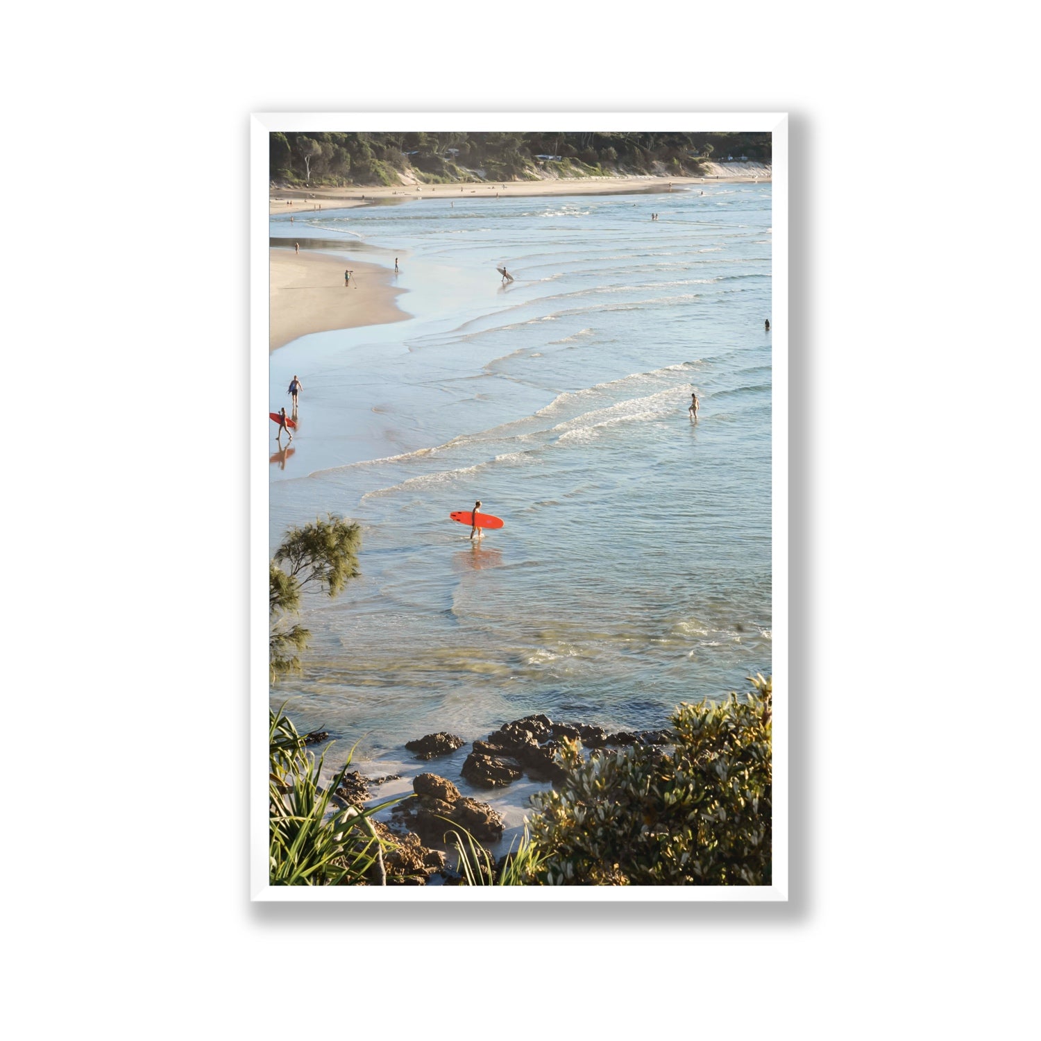 Seclusion Byron Bay Surf coastal wall art Gallery full-bleed fine art print in white frame