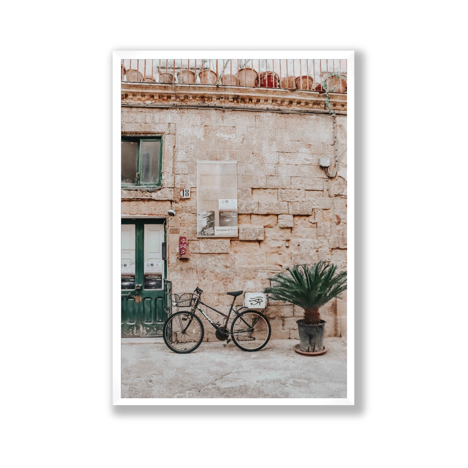 Salento Streets Puglia Lecce Italian wall art Gallery full-bleed fine art print in white frame