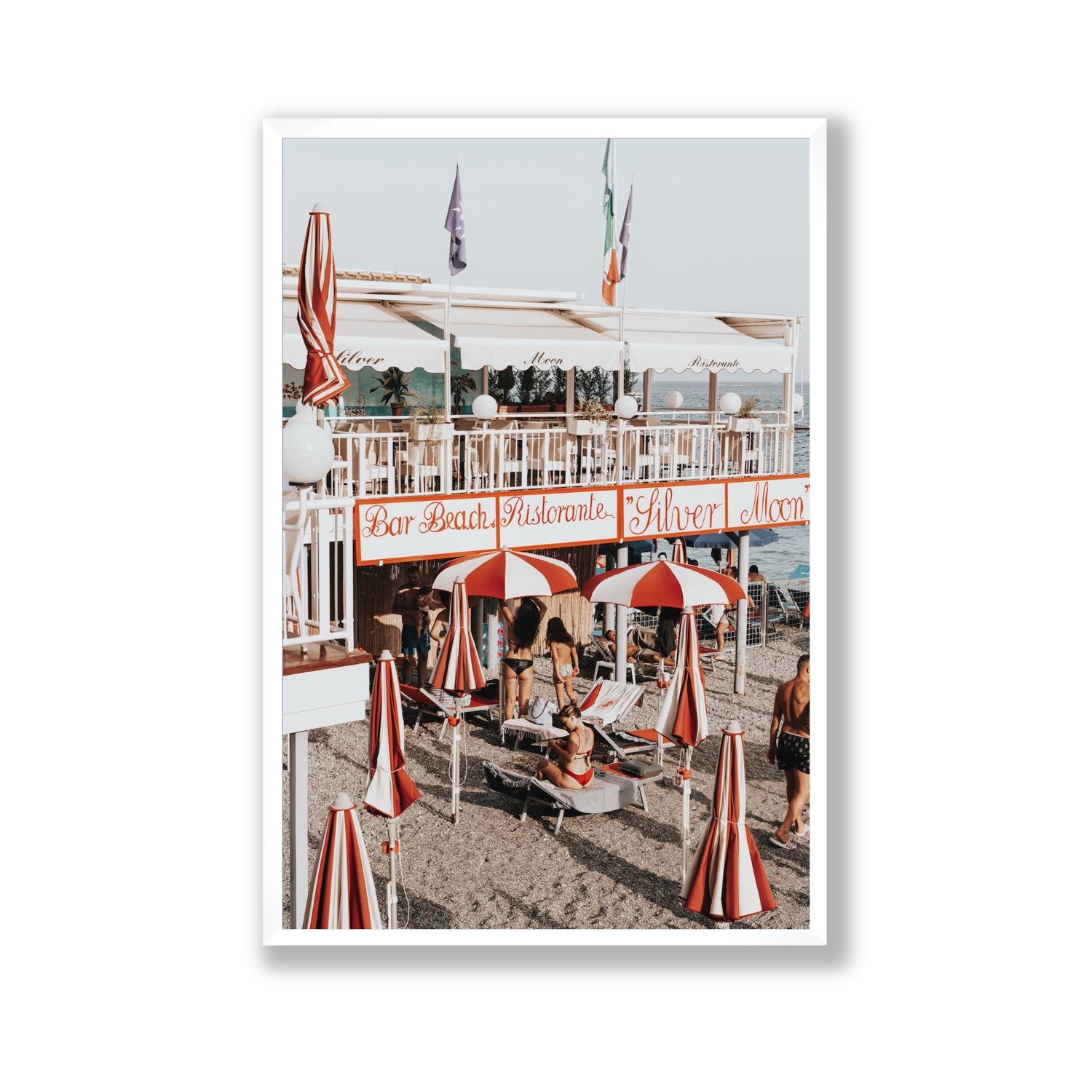 Vintage Amalfi Amalfi Mediterranean wall art Gallery full-bleed fine art print in white frame