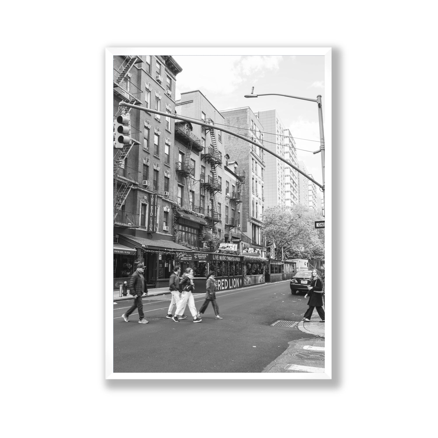 Spectral Streets New York NYC Black & White wall art Gallery full-bleed fine art print in white frame