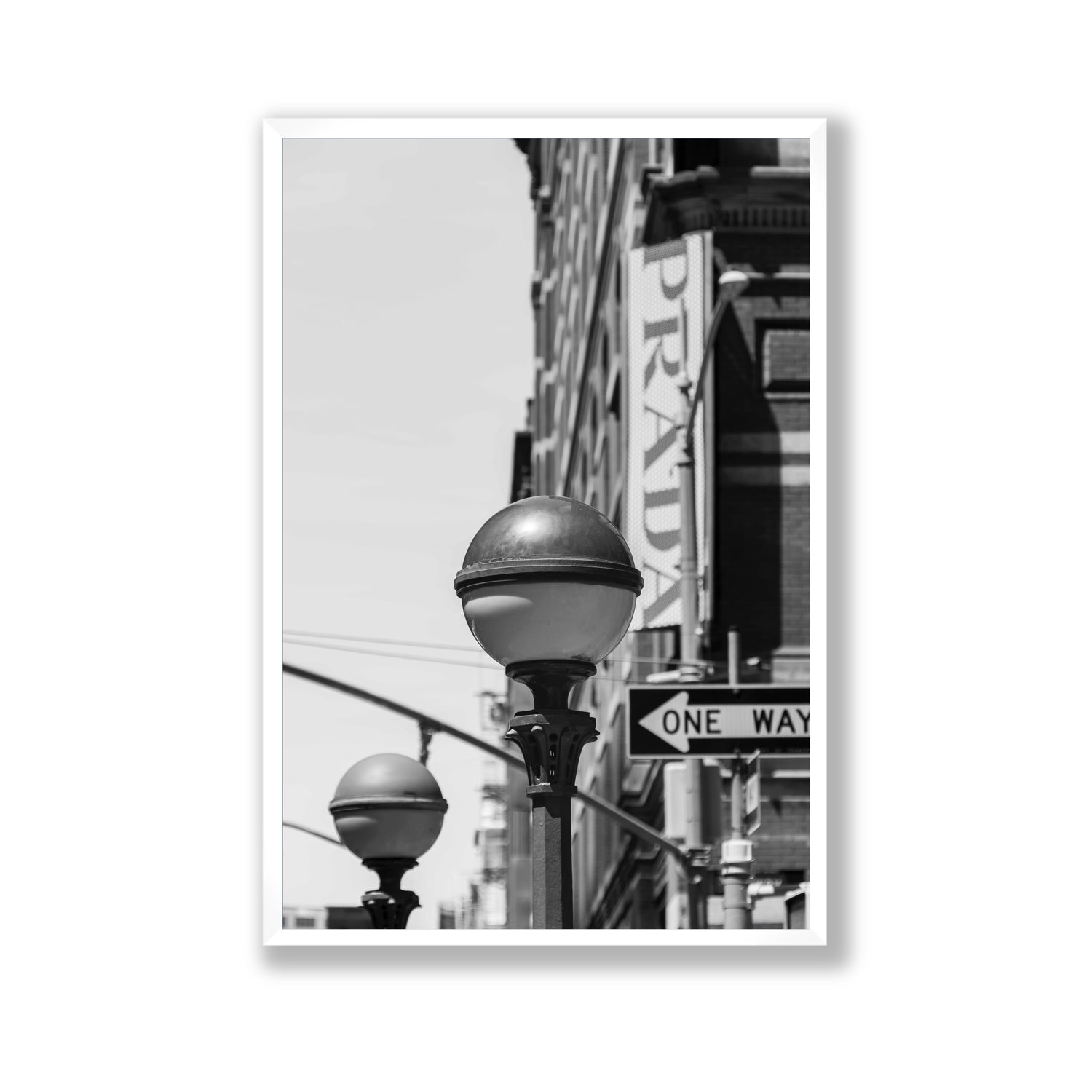 Subway Style New York NYC Black & White wall art Gallery full-bleed fine art print in white frame