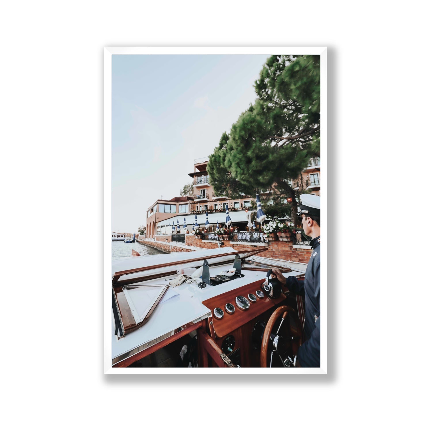 The Driver Venice Canal Italian wall art Gallery full-bleed fine art print in white frame
