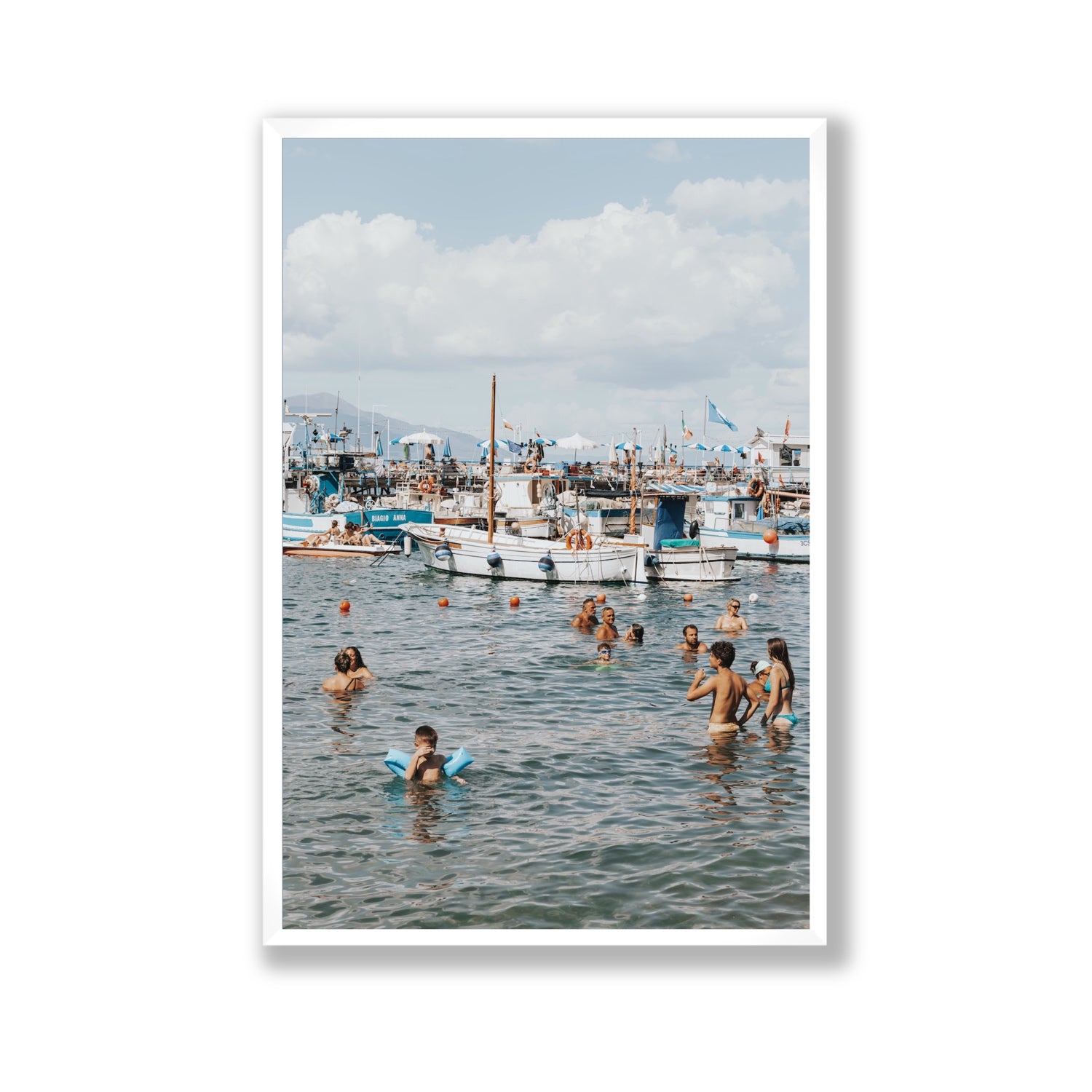 Vacanze Italiane Sorrento Italian coastal wall art Gallery full-bleed fine art print in white frame