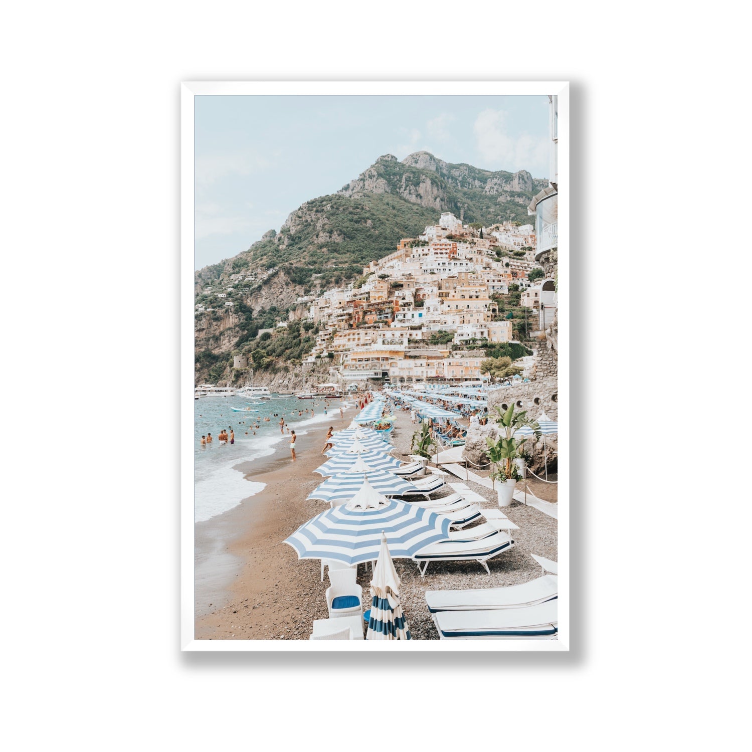 The Cliffside Village fine art print, Positano, Italy, Gallery, White Frame · Full Bleed, Fine Art Print