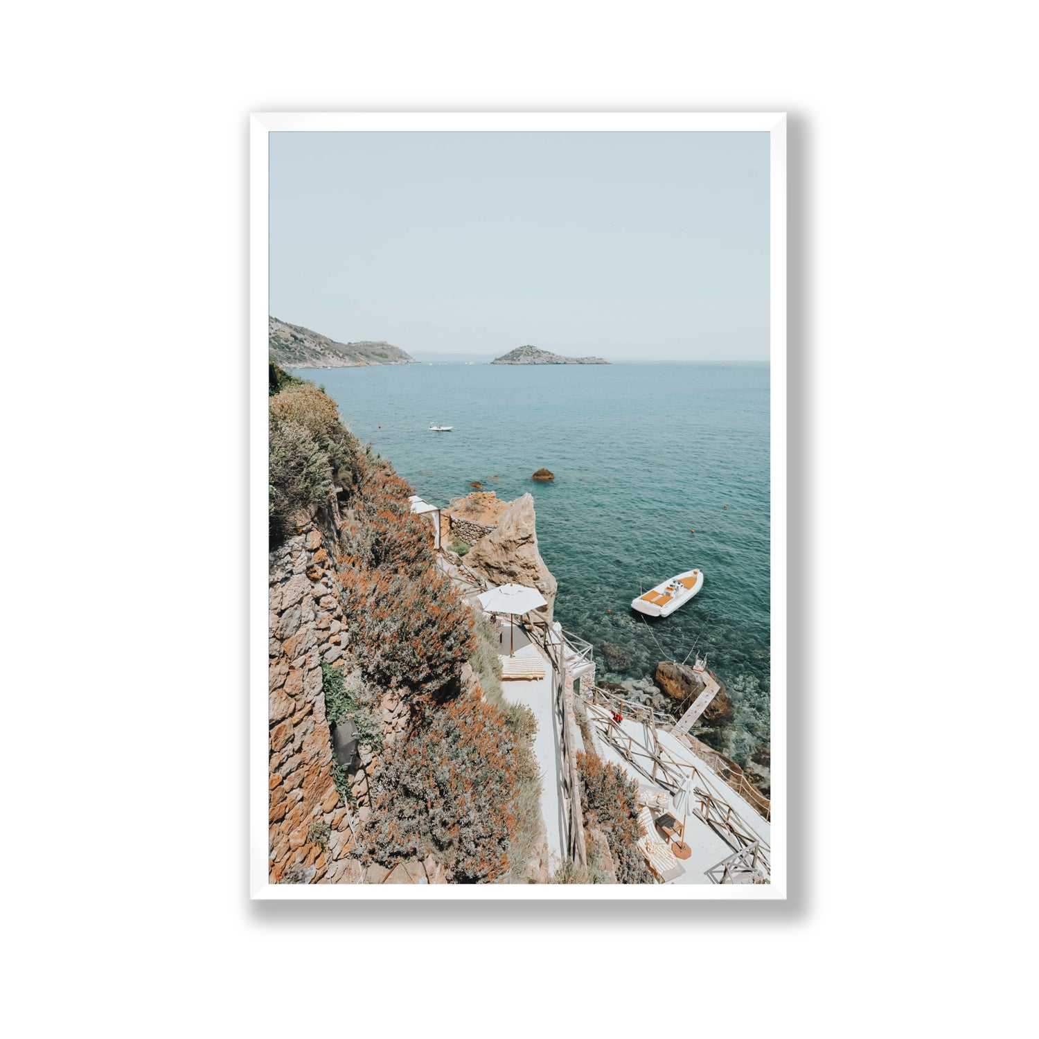 Front Row Seat Tuscany coastal wall art Gallery full-bleed fine art print in white frame