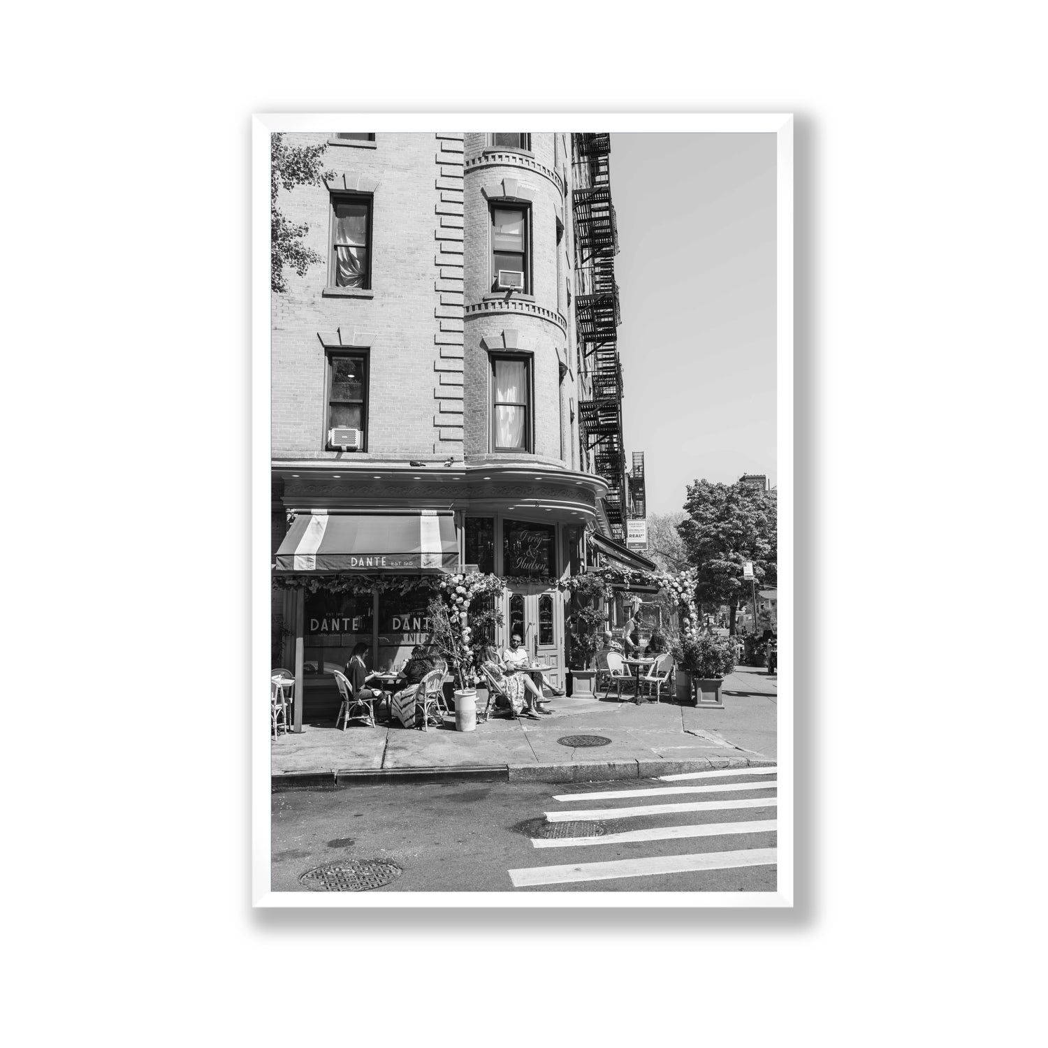 Sunny Soiree New York NYC Black & White wall art Gallery full-bleed fine art print in white frame
