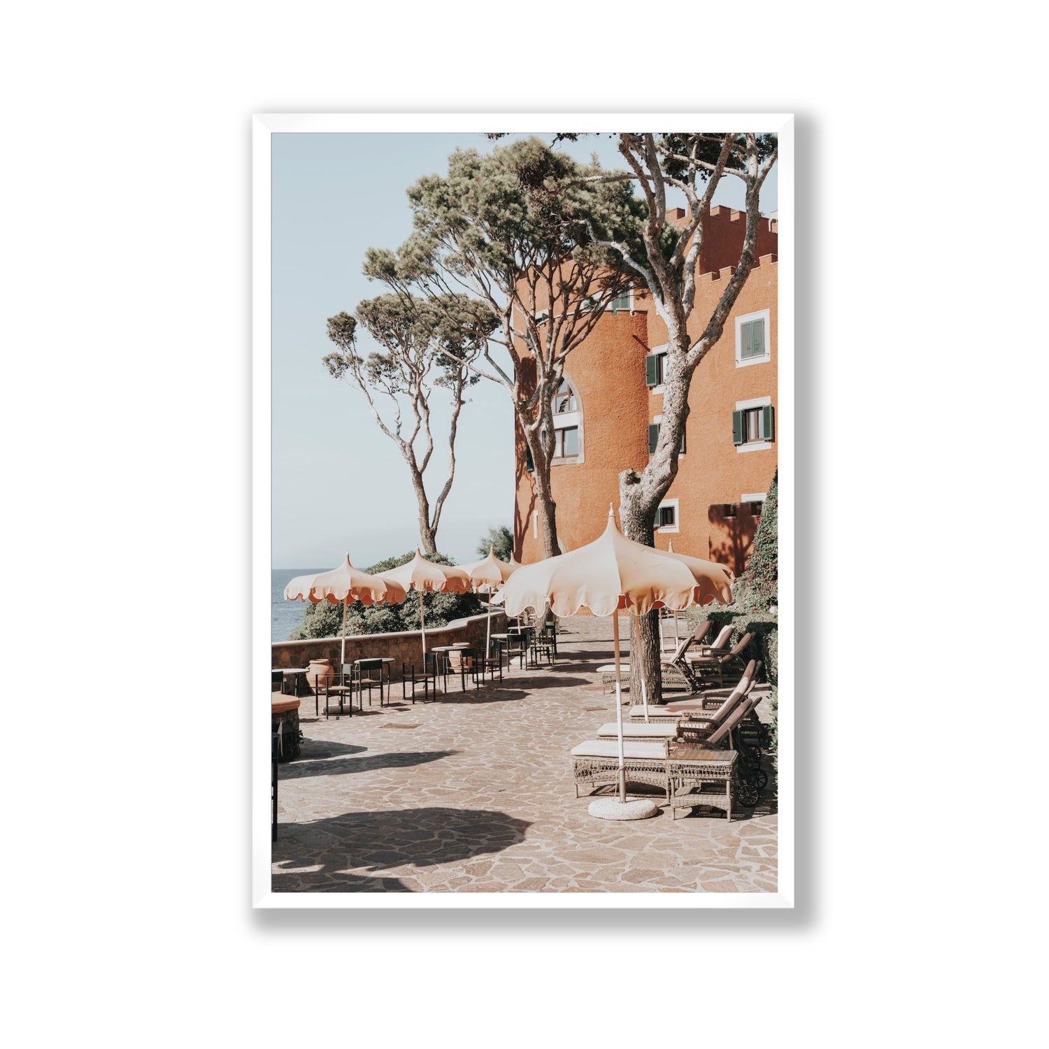 Mezzatorre Ischia Italian Mediterranean decor wall art Gallery full-bleed fine art print in white frame