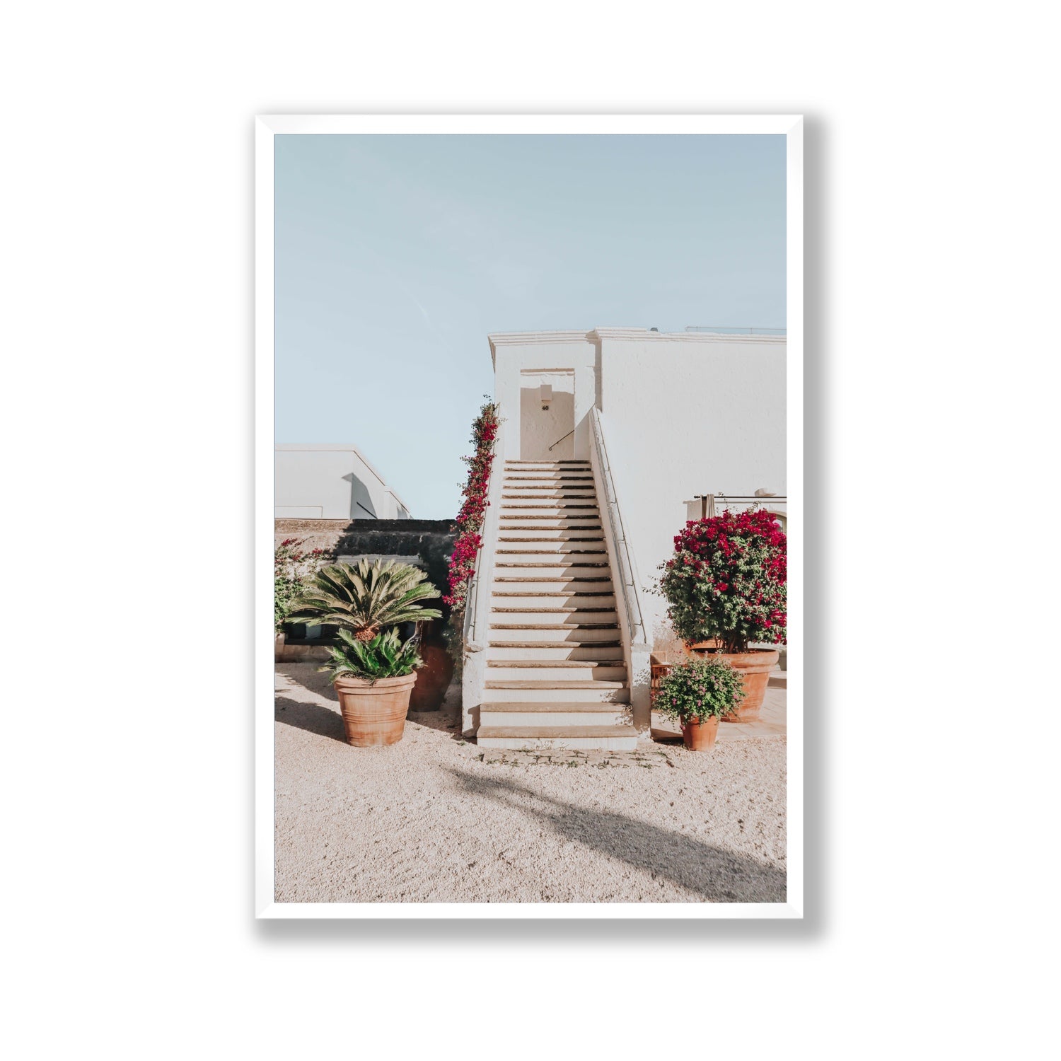 Tranquil Ascent Puglia Italian wall art Gallery full-bleed fine art print in white frame
