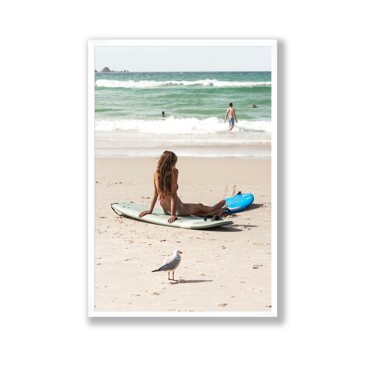 Carissa Byron Bay Surf coastal wall art Gallery full-bleed fine art print in white frame
