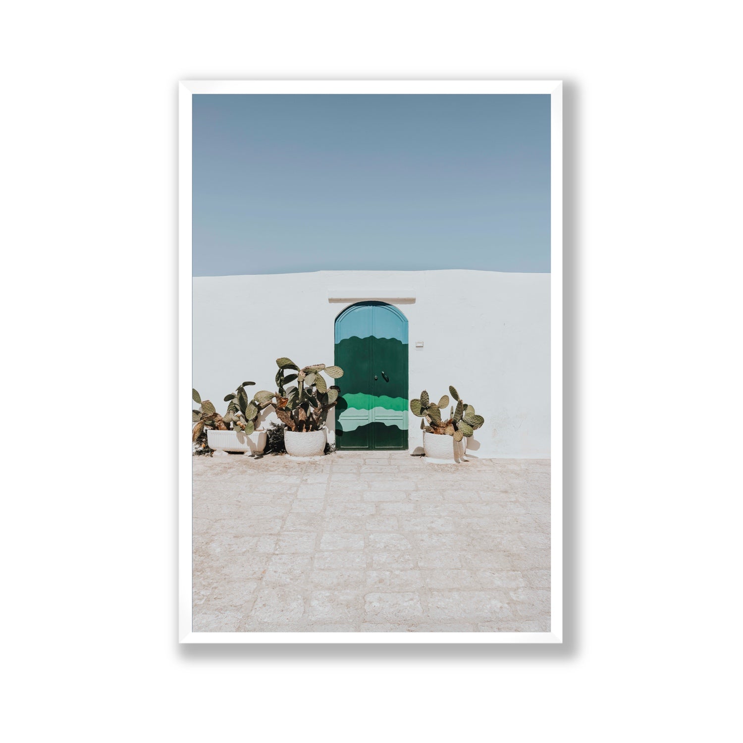 Imaginary Exit Puglia Mediterranean wall art Gallery full-bleed fine art print in white frame