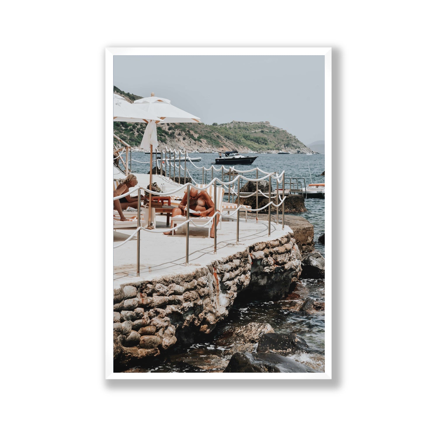 Nonno e Nonna Tuscany coastal Italian wall art Gallery full-bleed fine art print in white frame