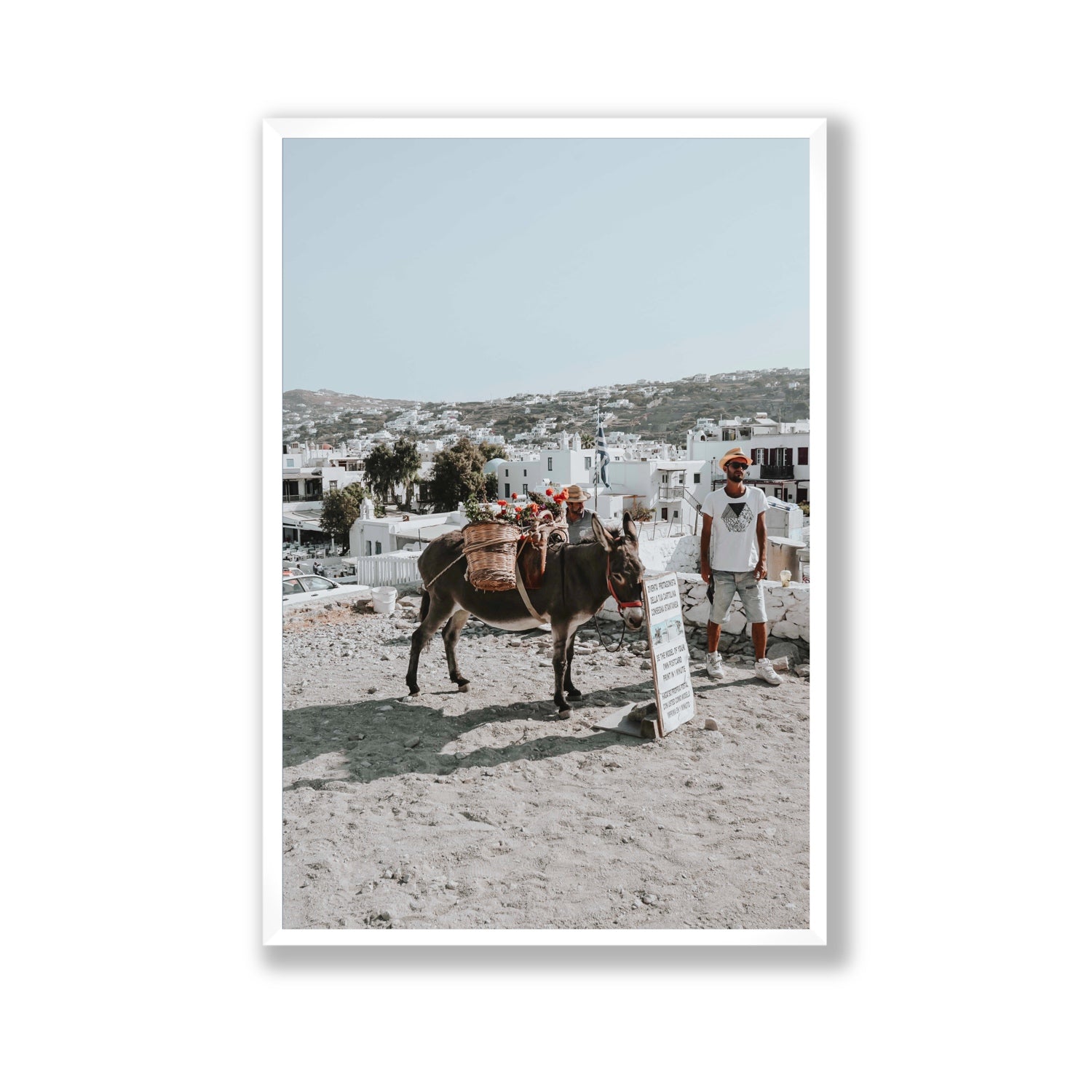 Let The Journey Begin Mykonos Greek island wall art Gallery full-bleed fine art print in white frame