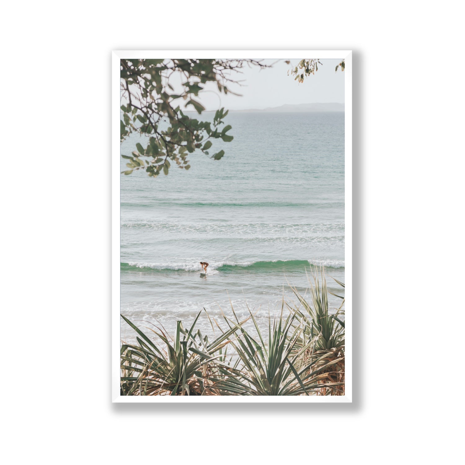 Dream Boat fine art print, Noosa, Australia, coastal scenes artwork, Gallery, White Frame · Full Bleed, Fine Art Print
