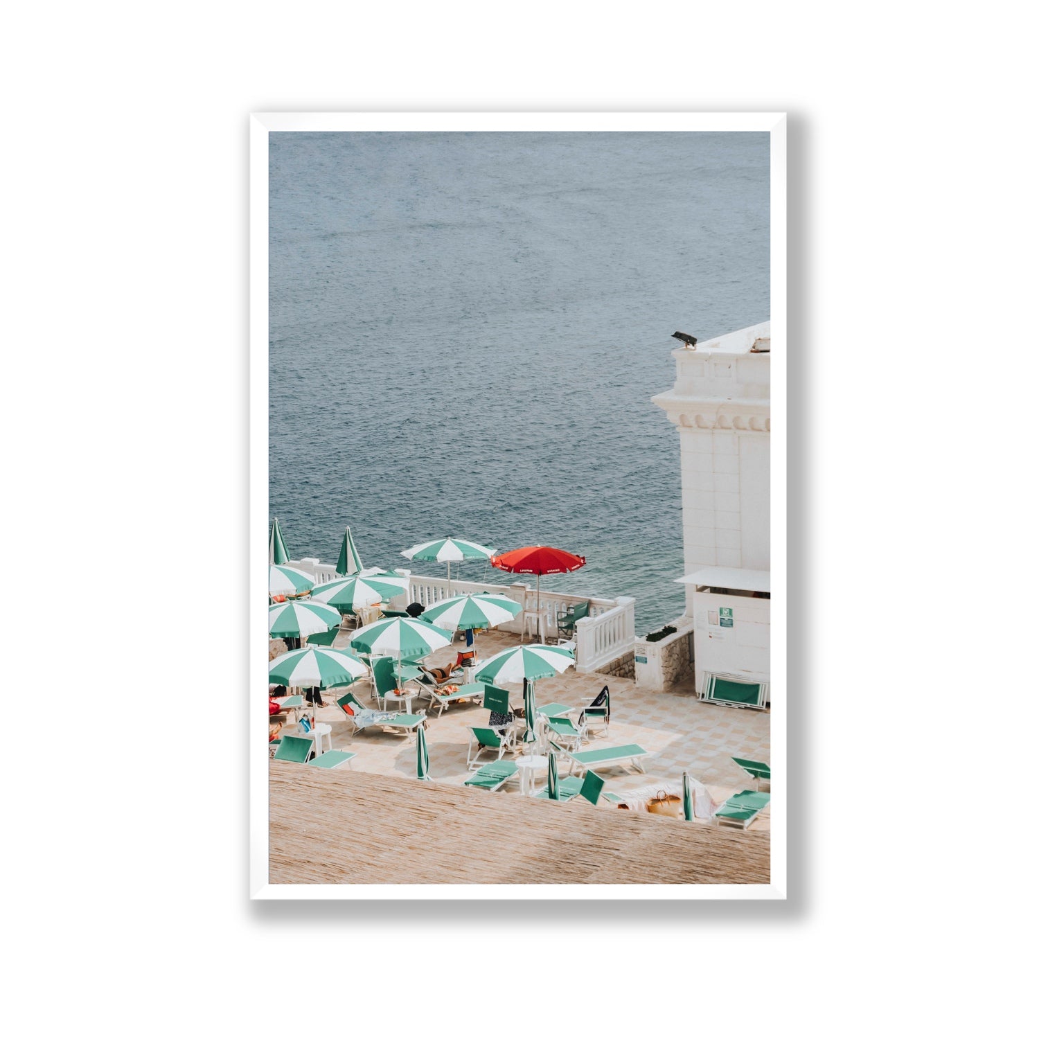 Lido Italiano Puglia beach Italian wall art Gallery full-bleed fine art print in white frame