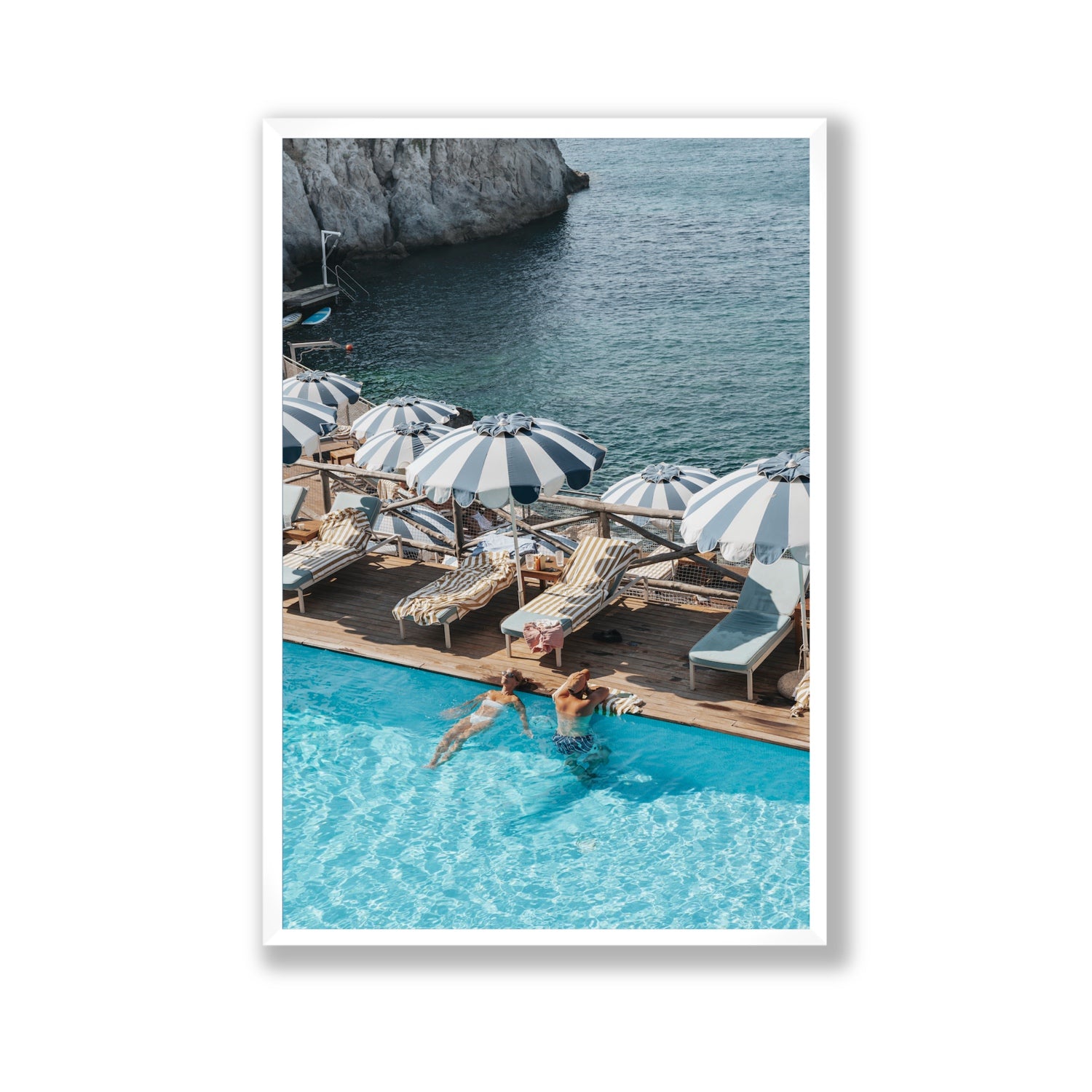 I'm Busy Ischia Italian coastal Mediterranean wall art Gallery full-bleed fine art print in white frame