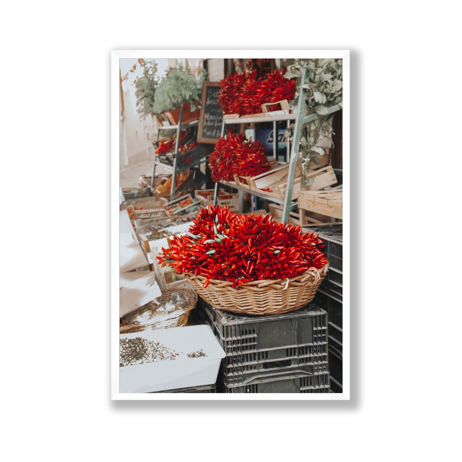 Fiery Cluster Puglia Italian wall art Gallery full-bleed fine art print in white frame