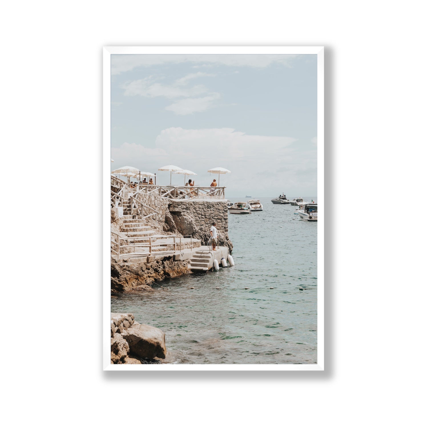 Pier Patrol fine art print, Nerano, Italy, Gallery, White Frame · Full Bleed, Fine Art Print