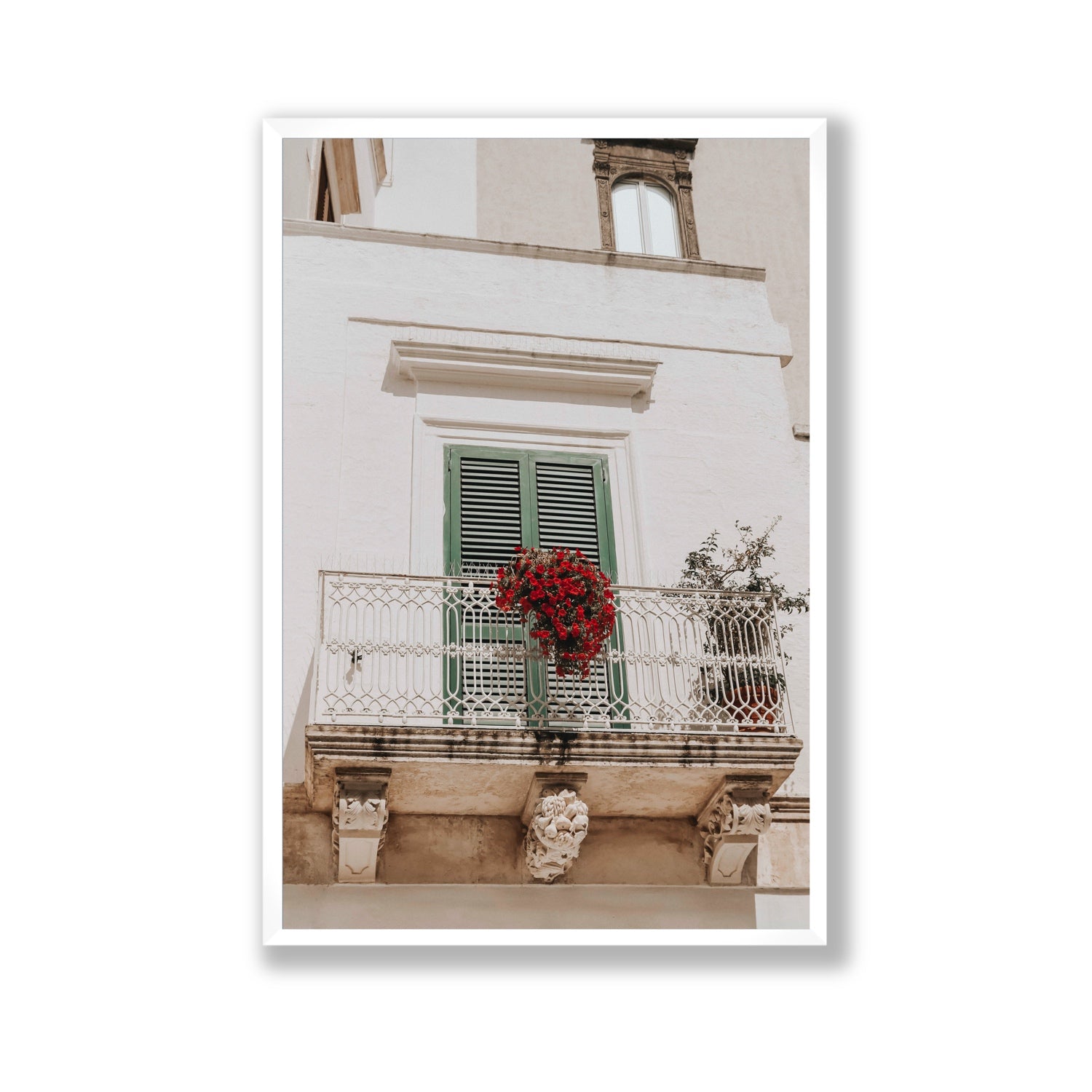 Balcone Estivo Puglia Italian wall art Gallery full-bleed fine art print in white frame