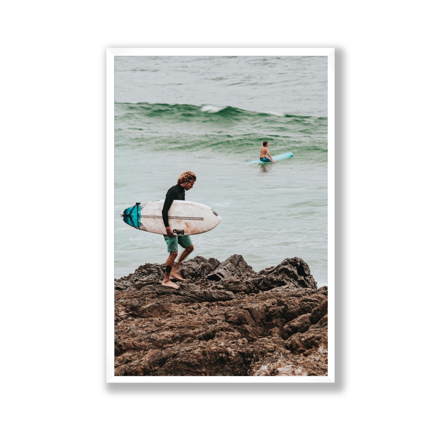 Not All Who Wander Are Lost Byron Bay Surf wall art Gallery full-bleed fine art print in white frame