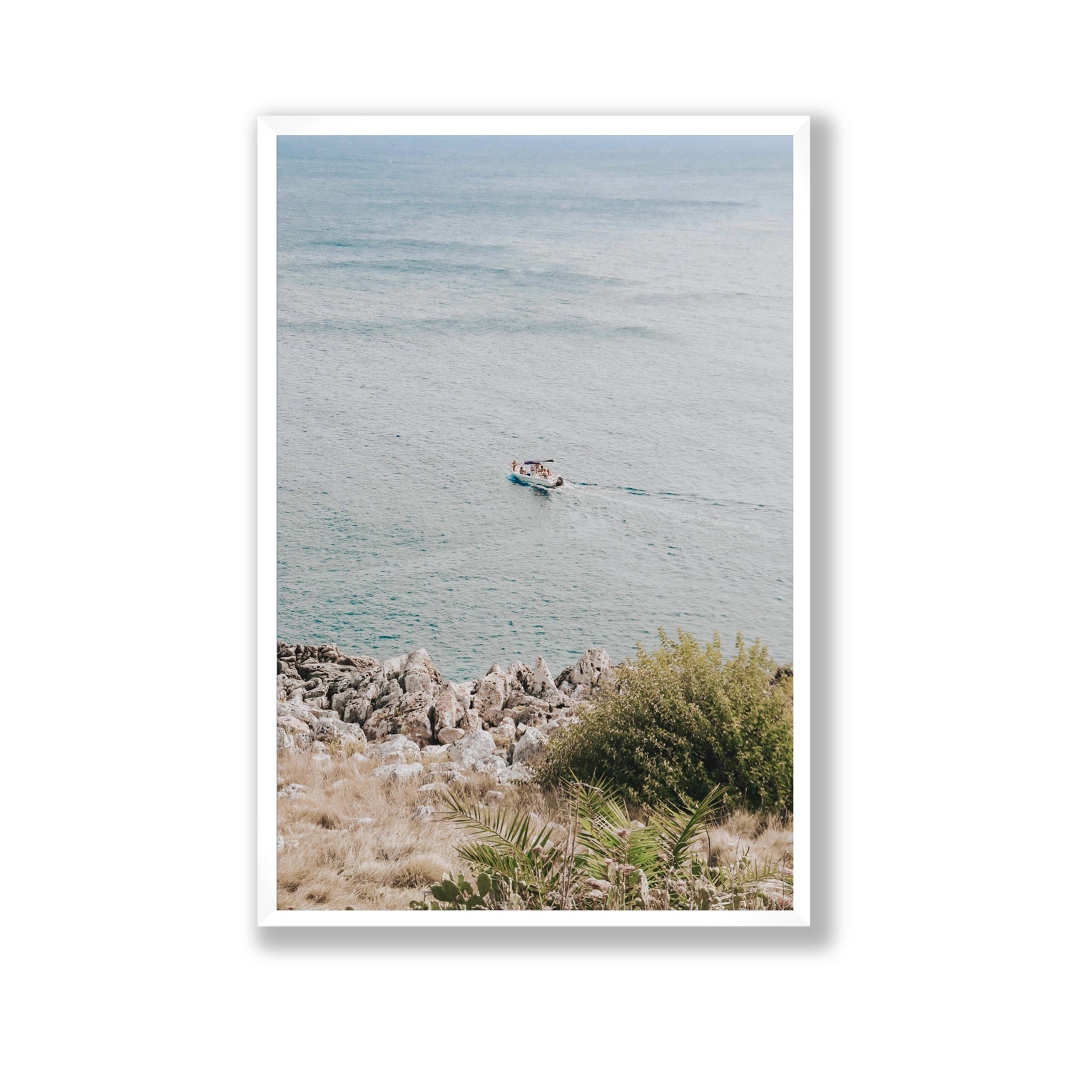Puglian Departure Puglia coastal Italian wall art Gallery full-bleed fine art print in white frame