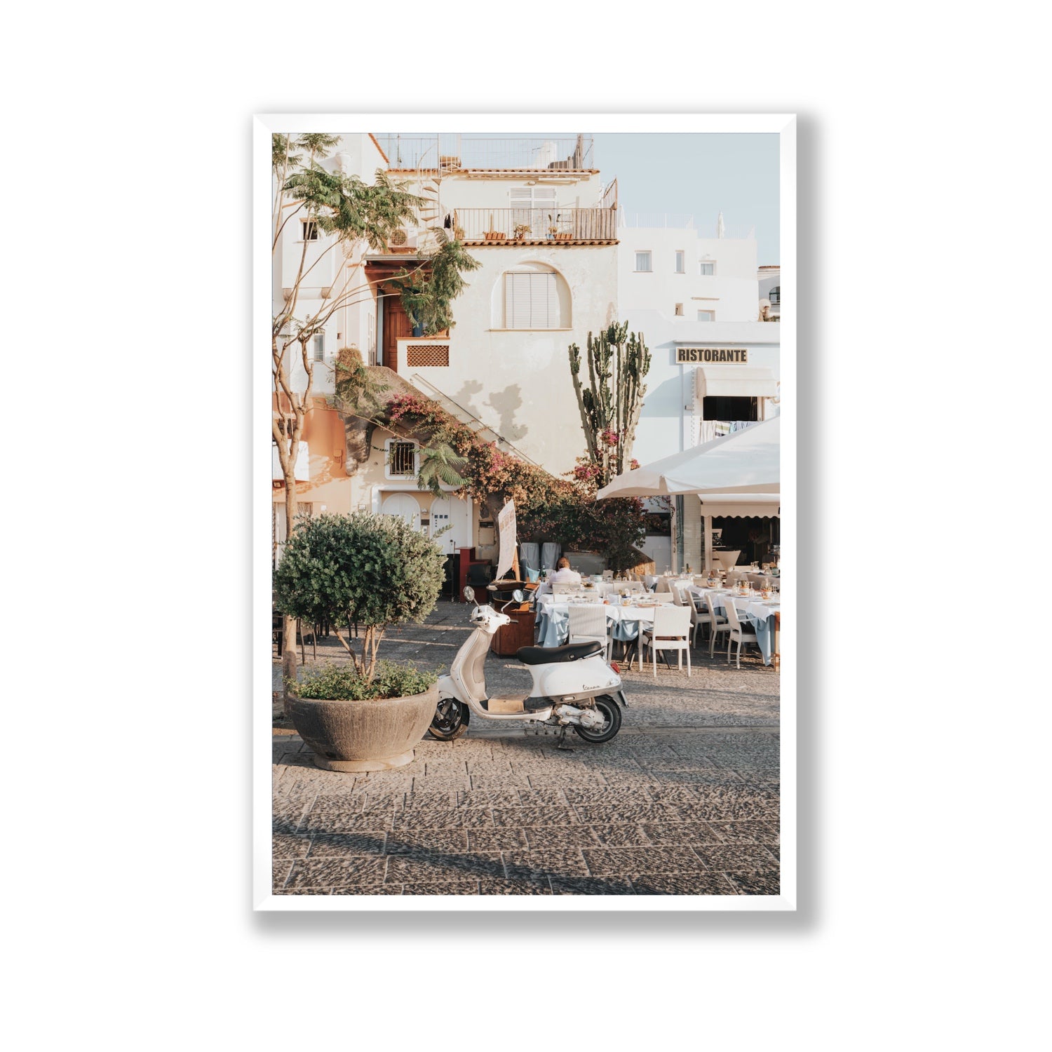 Ristorante Ischia Italian Mediterranean decor wall art Gallery full-bleed fine art print in white frame