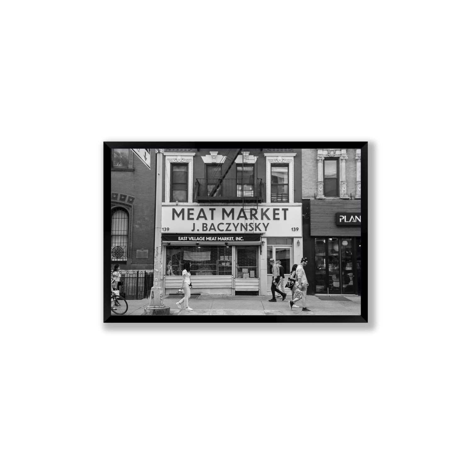 Meat District New York NYC Black & White wall art Large full-bleed fine art print in black frame