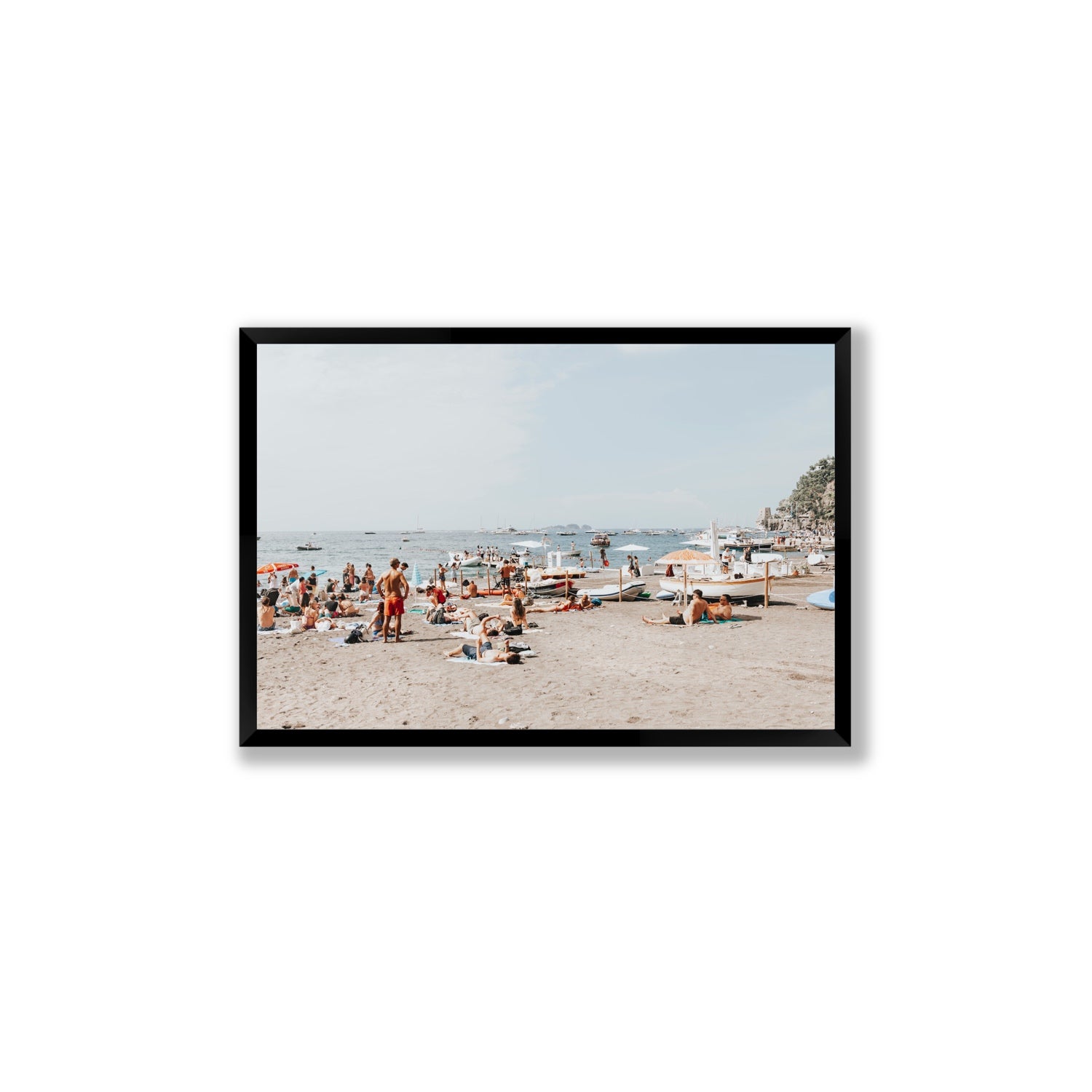 Beachy Vibes fine art print, Positano, Italy, Large, Black Frame · Full Bleed, Fine Art Print