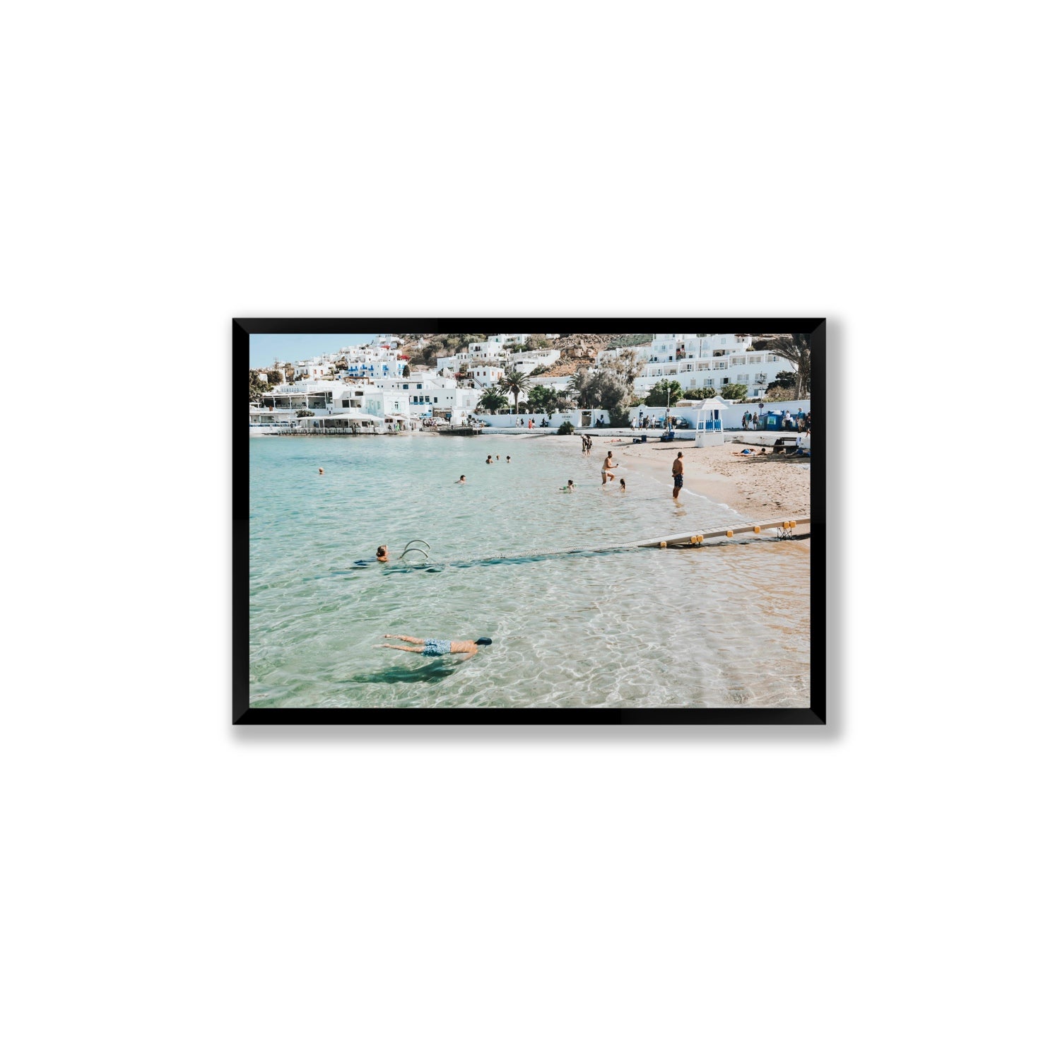 Bathe Yourself In Beauty Mykonos Greek island wall art Large full-bleed fine art print in black frame