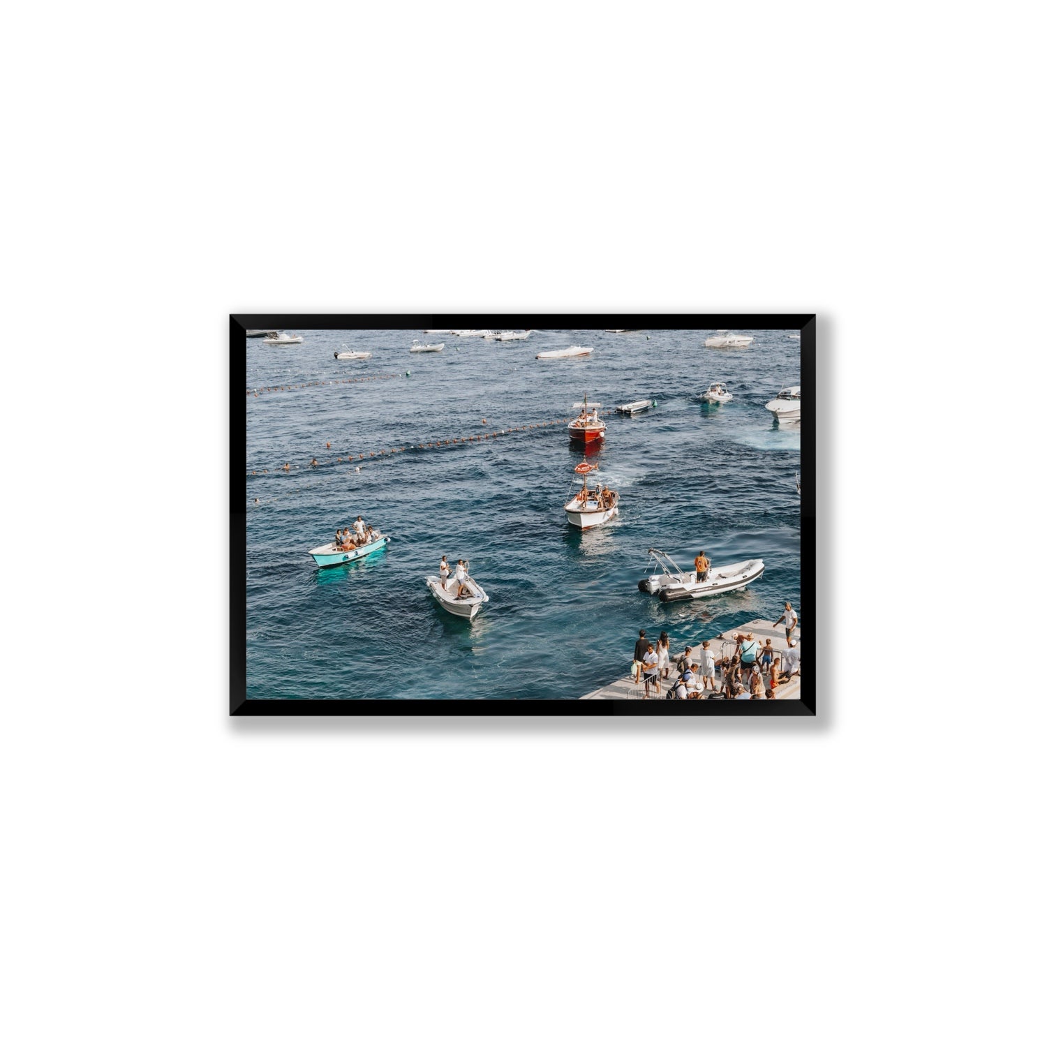 Nautical Parade Positano wall art Large full-bleed fine art print in black frame