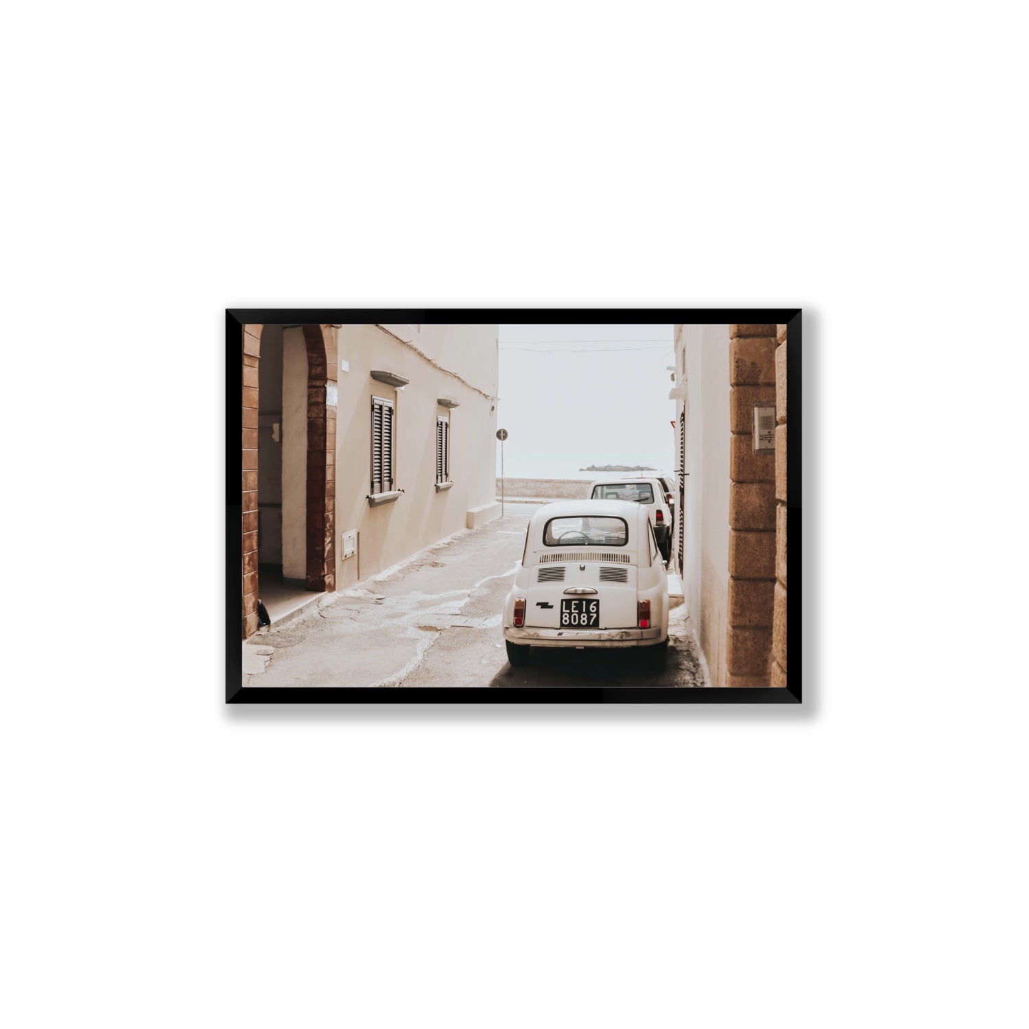 Bambini Lane Puglia Italian wall art Large full-bleed fine art print in black frame
