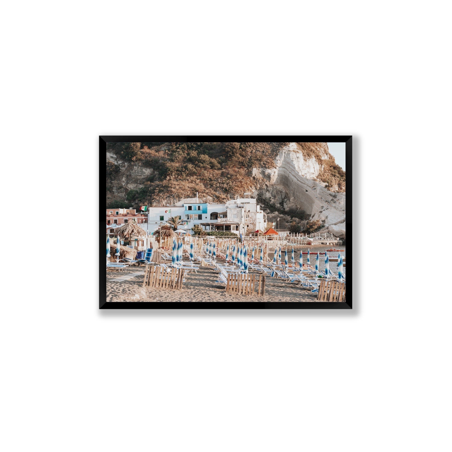 Sant' Angelo Ischia Italian coastal wall art Large full-bleed fine art print in black frame