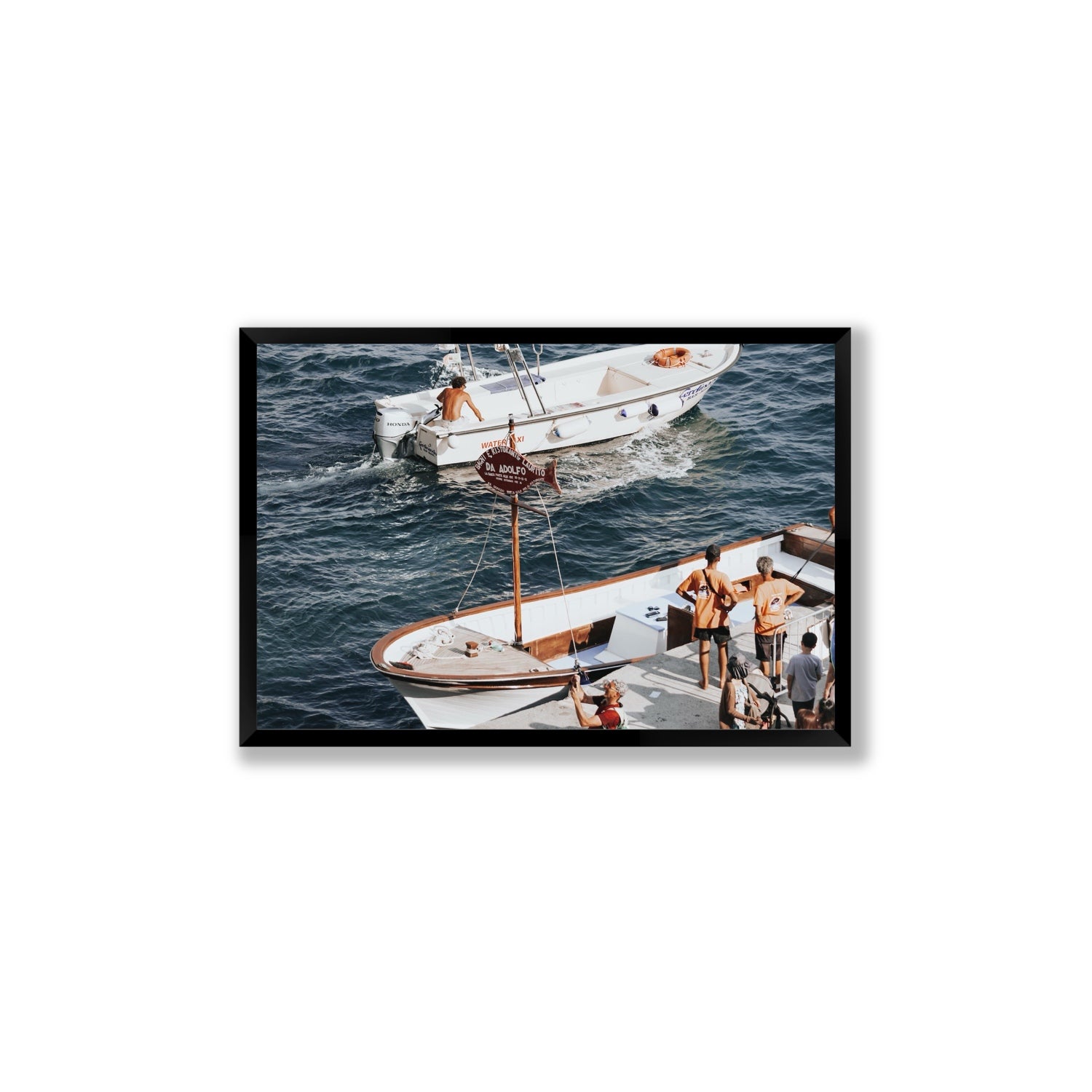 Water Taxi Positano wall art Large full-bleed fine art print in black frame