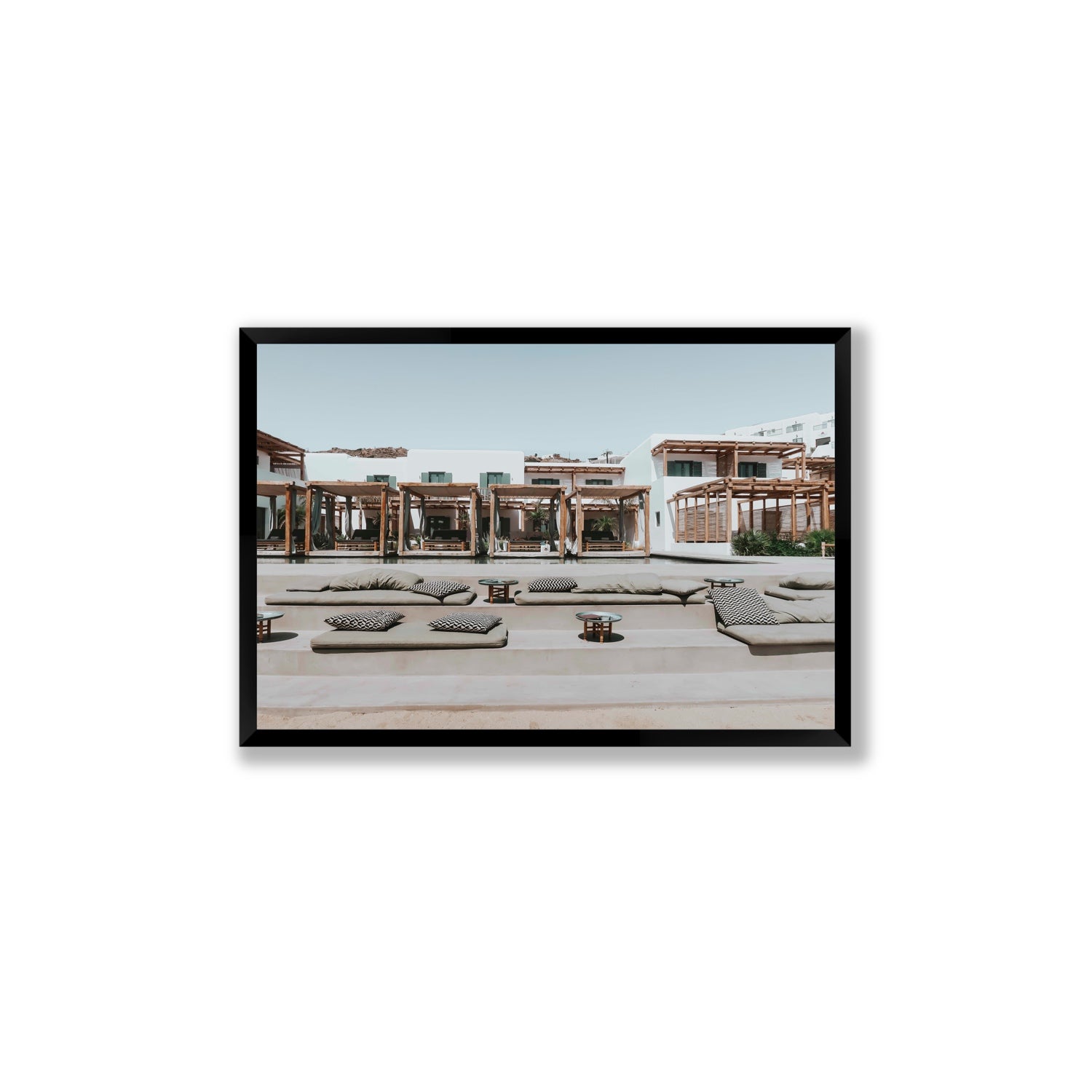 Platis Gialos fine art print, Mykonos, Greece, Large, Black Frame · Full Bleed, Fine Art Print