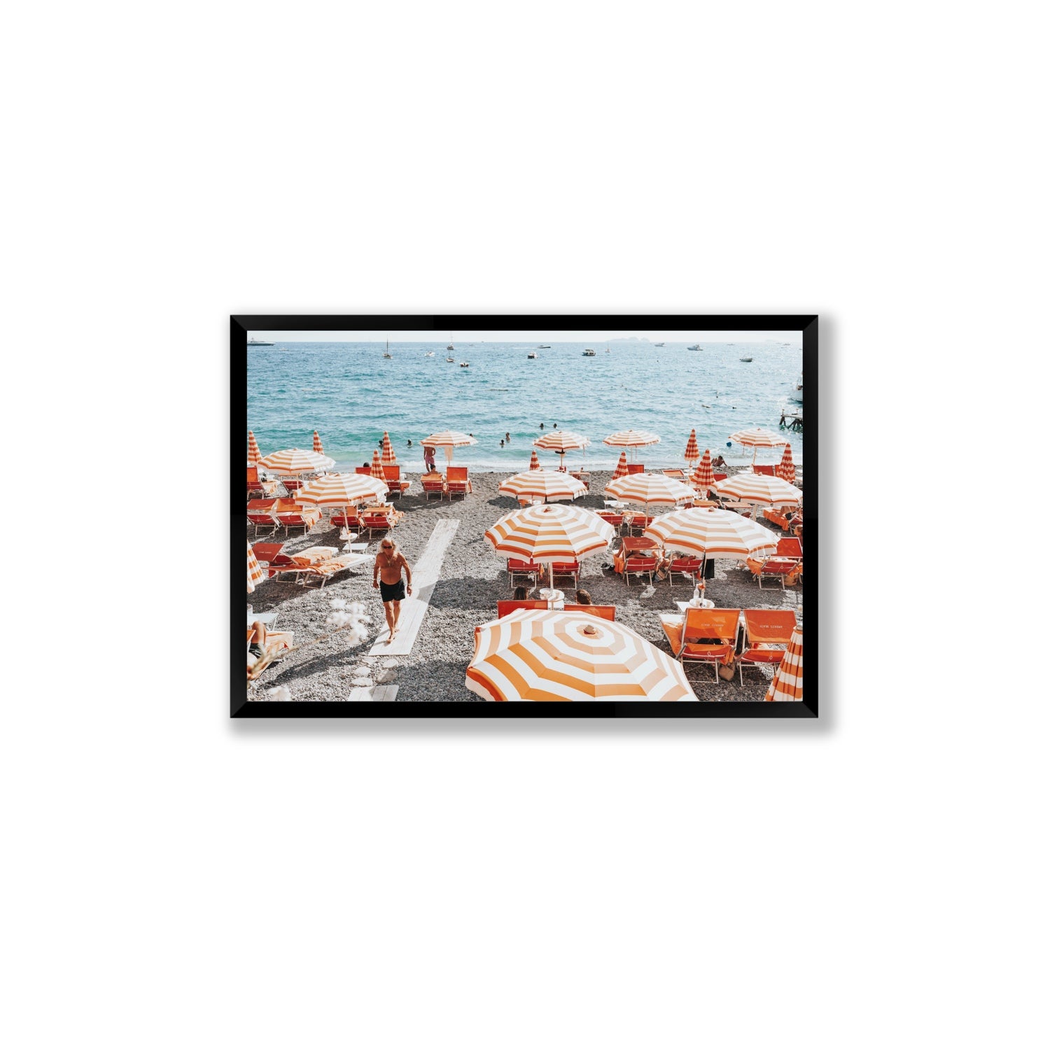 Shoreline Strut Positano wall art Large full-bleed fine art print in black frame